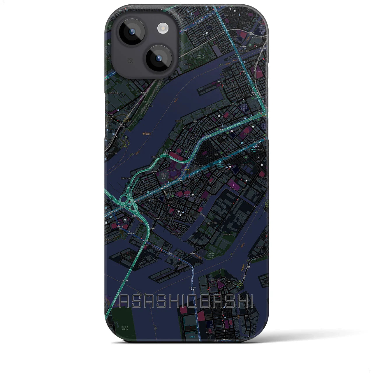 【朝潮橋（大阪府）】地図柄iPhoneケース（バックカバータイプ）