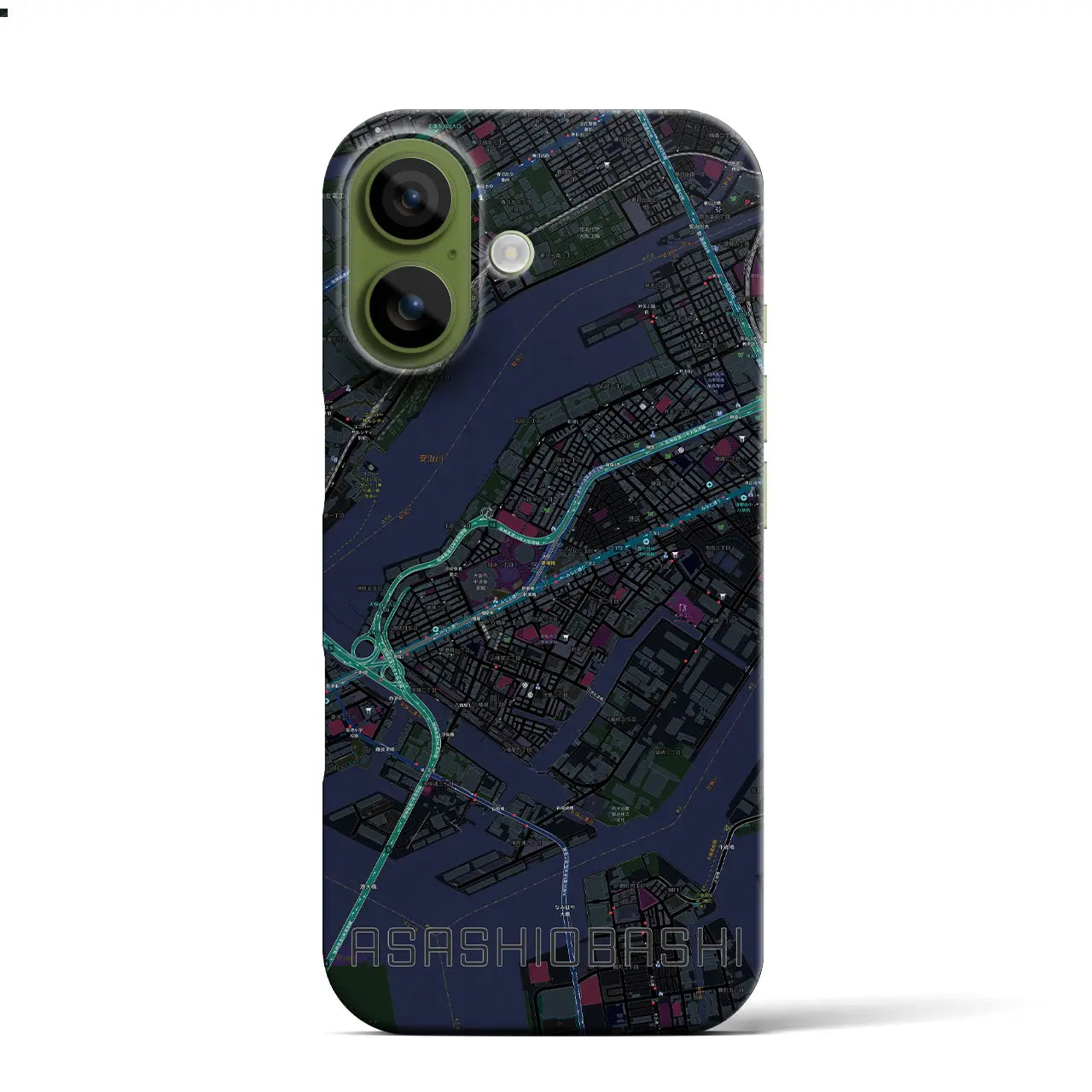 【朝潮橋（大阪府）】地図柄iPhoneケース（バックカバータイプ）