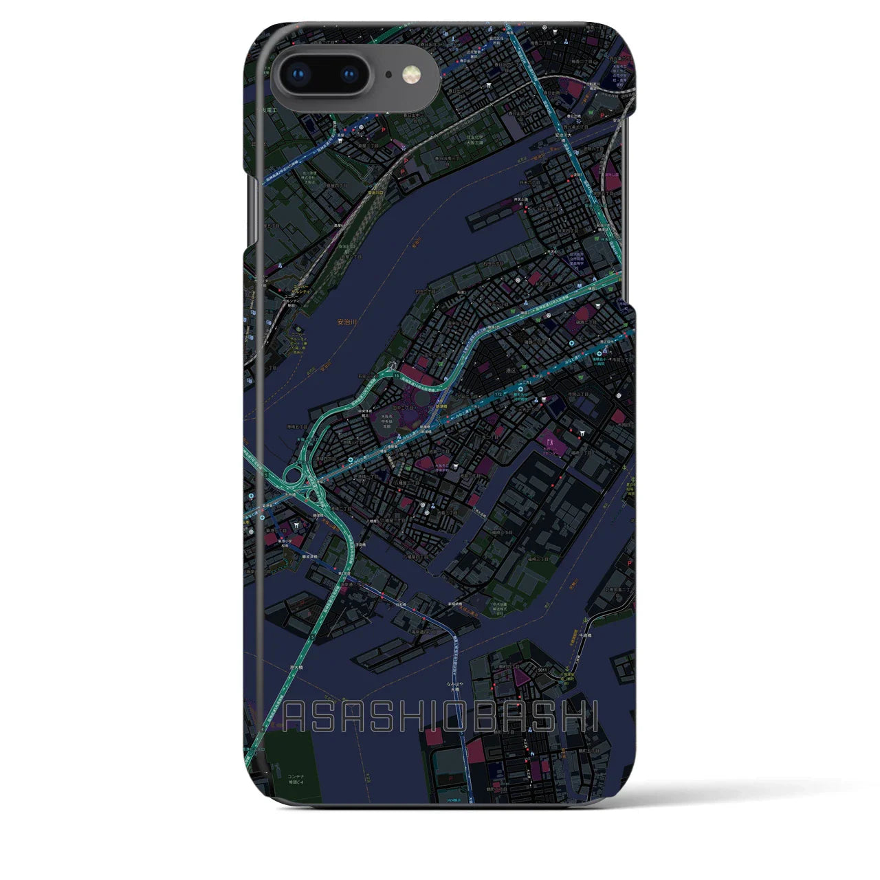 【朝潮橋（大阪府）】地図柄iPhoneケース（バックカバータイプ）