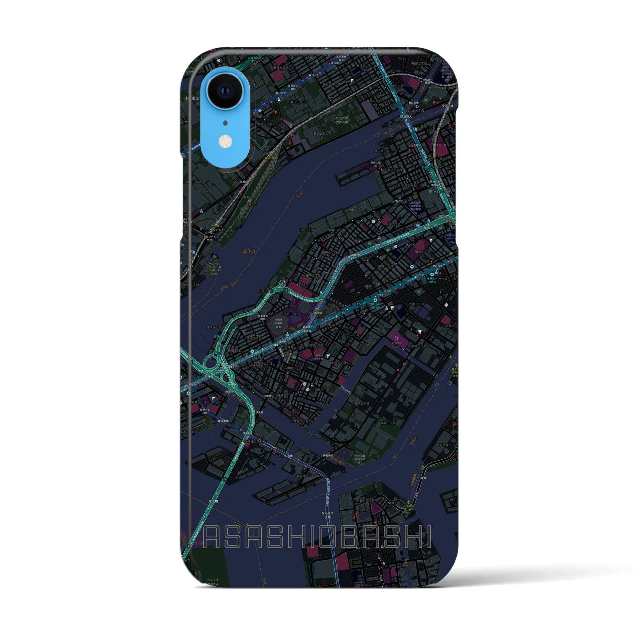 【朝潮橋（大阪府）】地図柄iPhoneケース（バックカバータイプ）