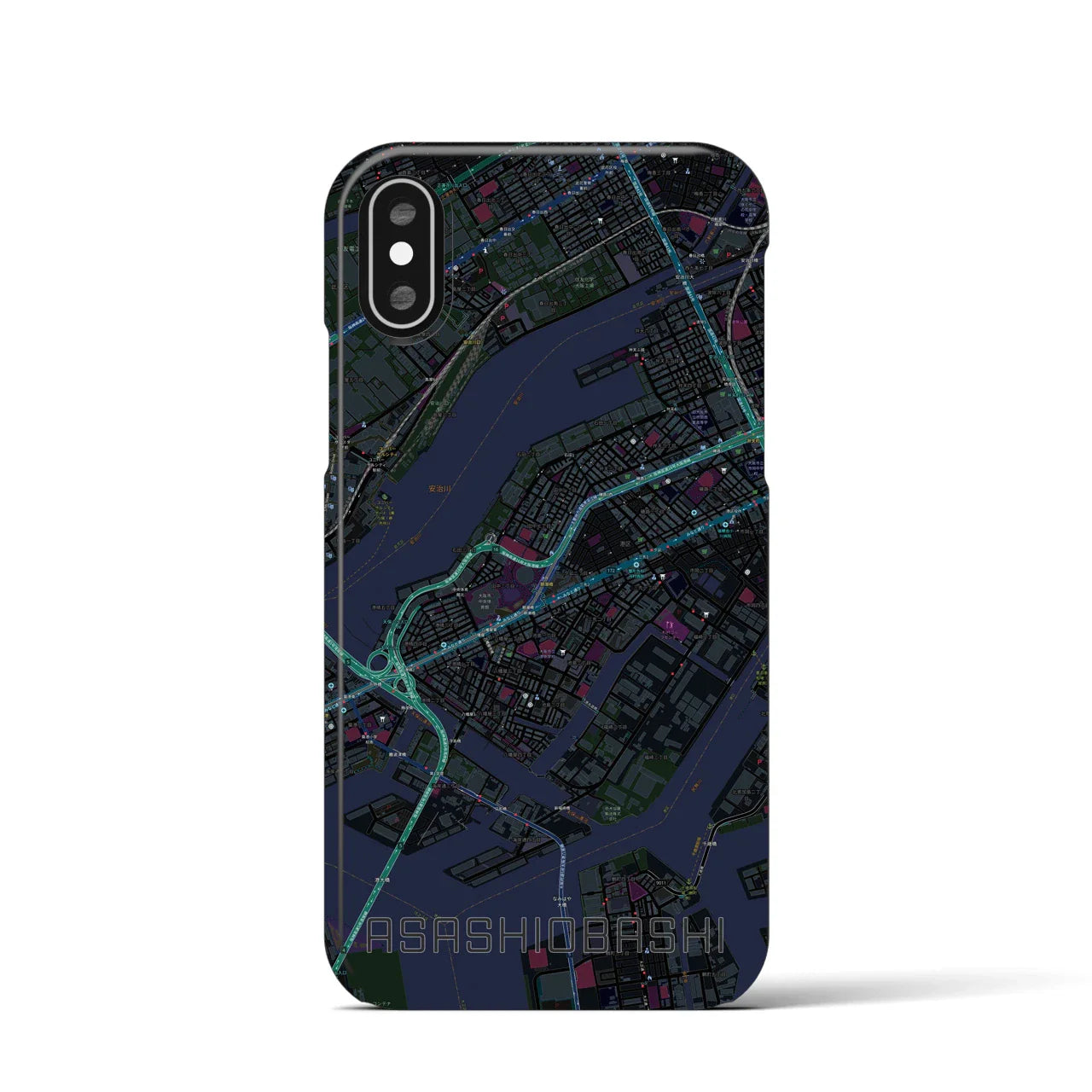 【朝潮橋（大阪府）】地図柄iPhoneケース（バックカバータイプ）