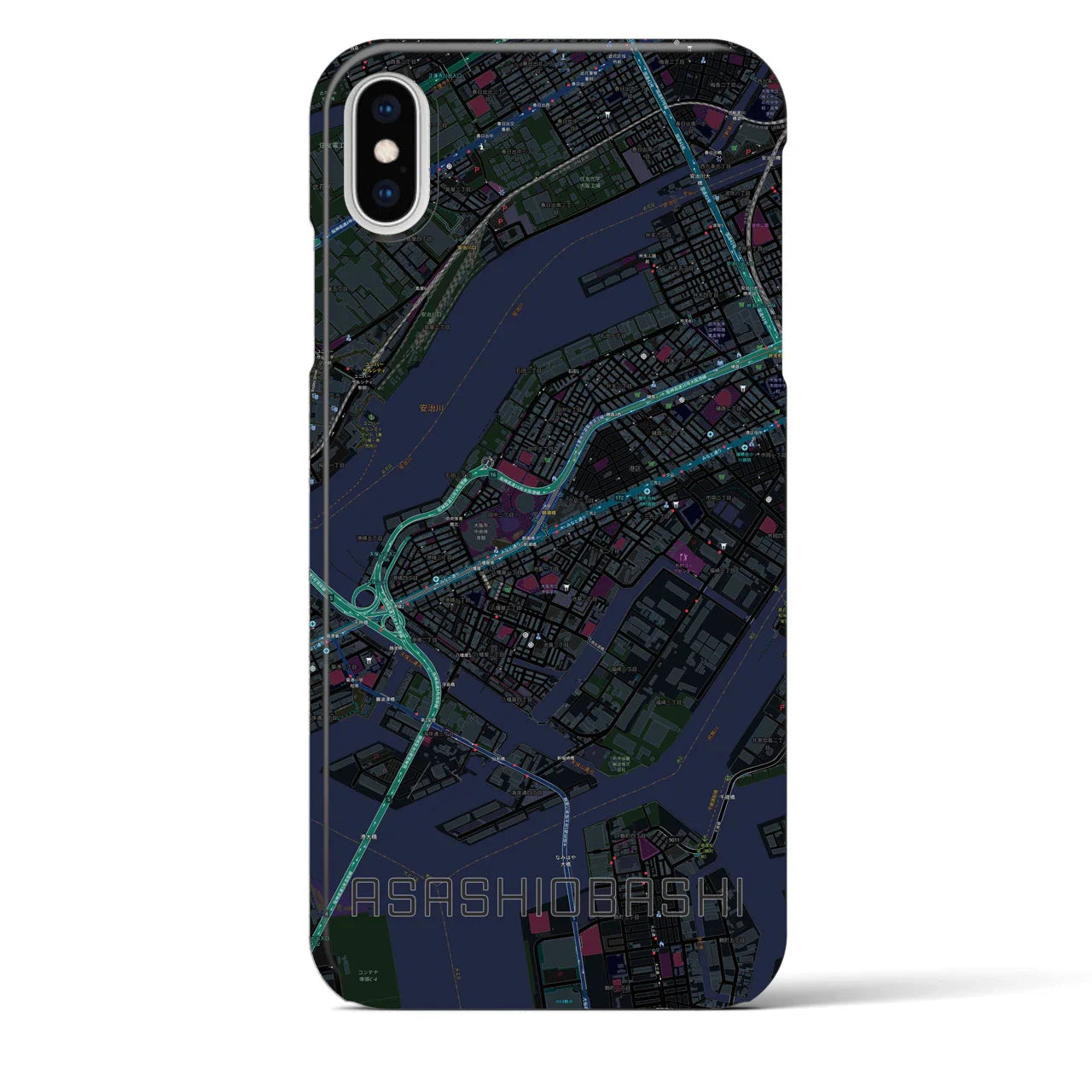 【朝潮橋（大阪府）】地図柄iPhoneケース（バックカバータイプ）