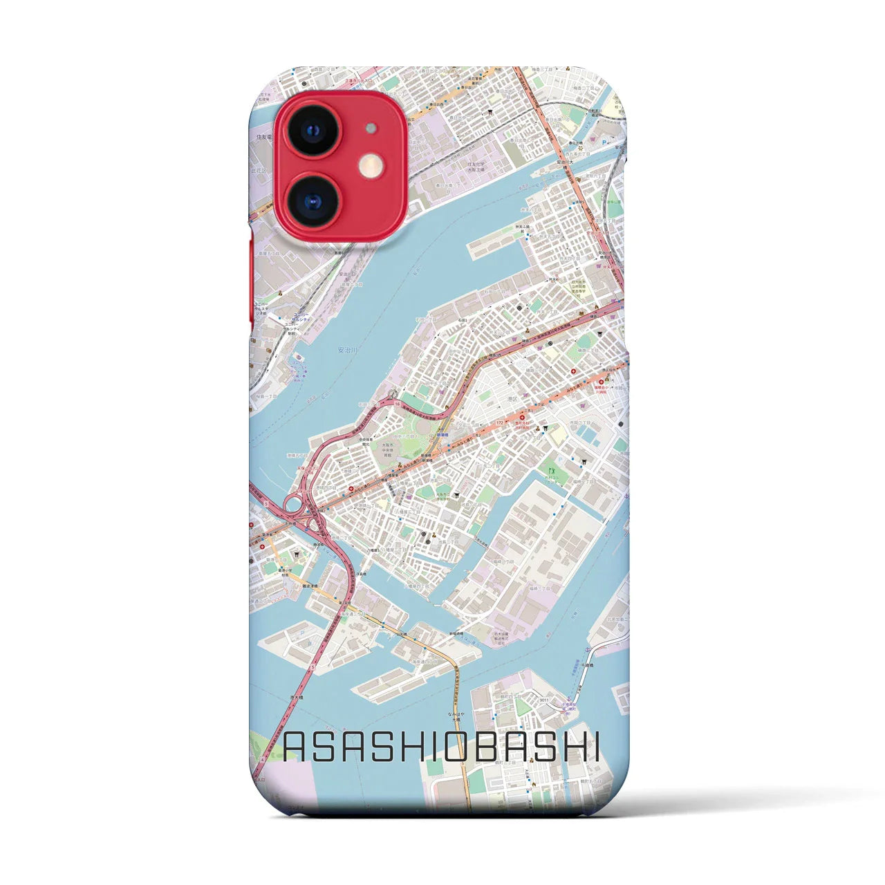 【朝潮橋（大阪府）】地図柄iPhoneケース（バックカバータイプ）