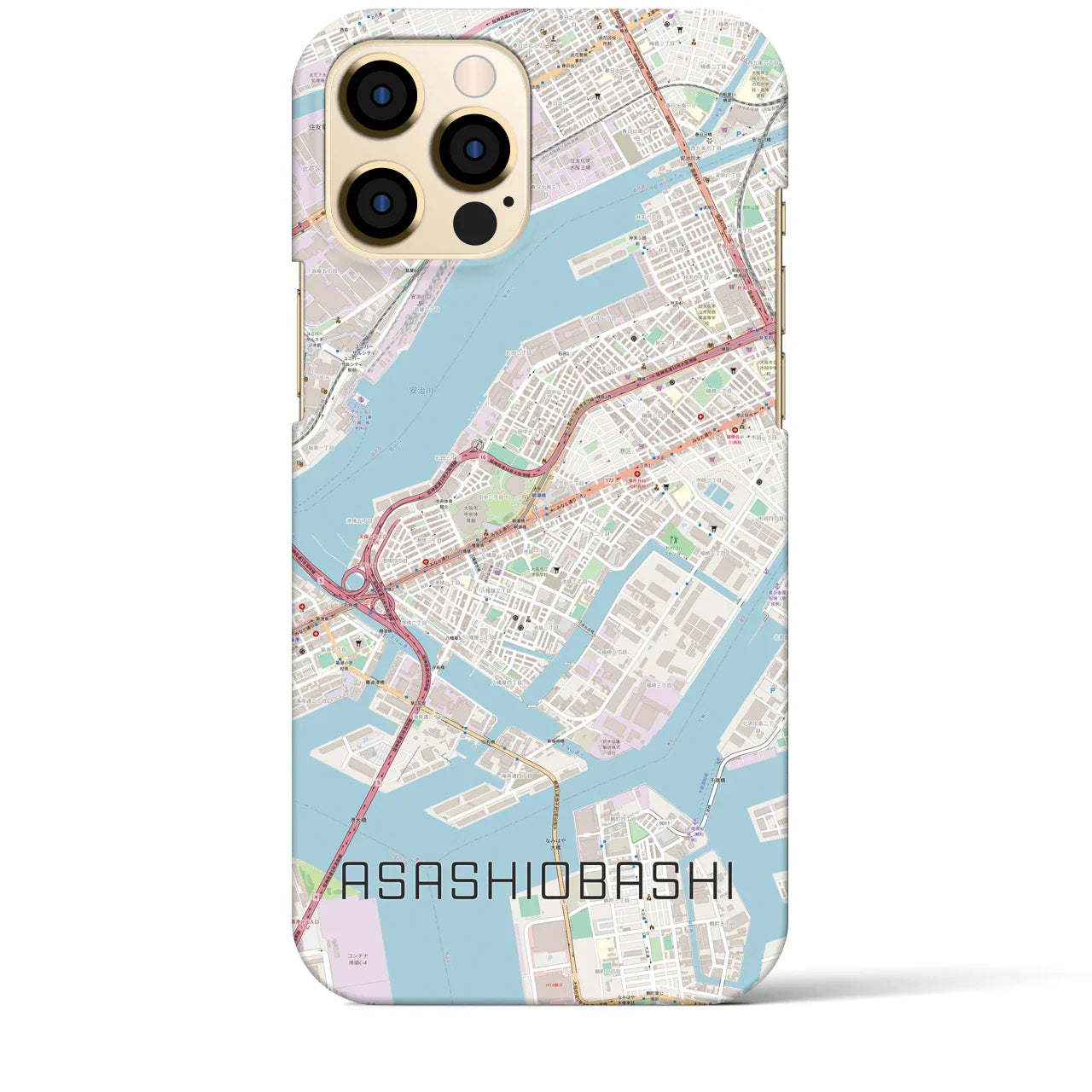 【朝潮橋（大阪府）】地図柄iPhoneケース（バックカバータイプ）