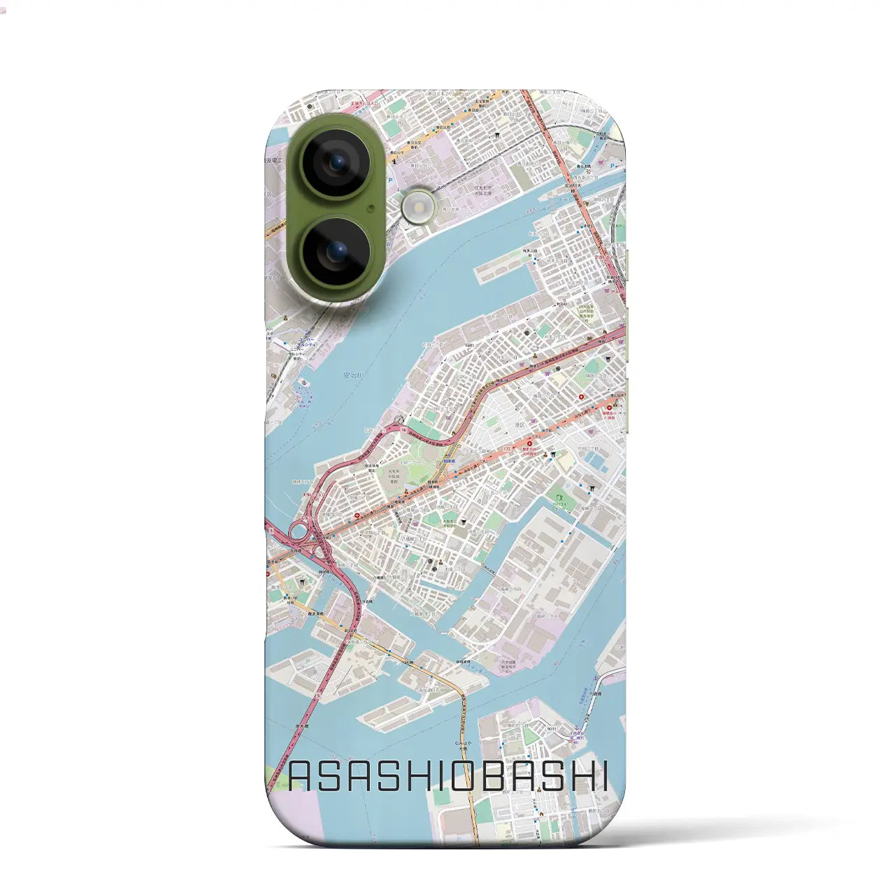 【朝潮橋（大阪府）】地図柄iPhoneケース（バックカバータイプ）