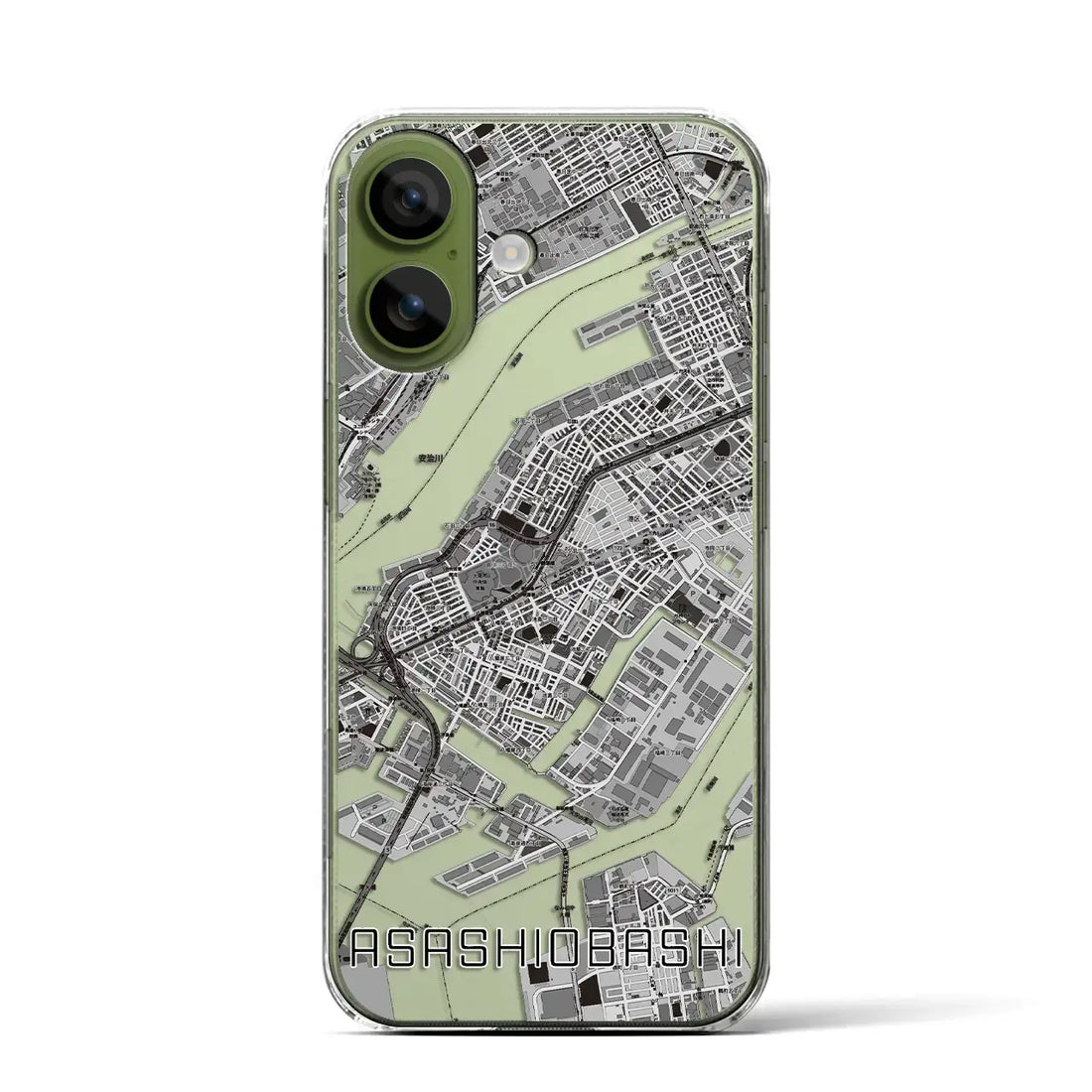 【朝潮橋（大阪府）】地図柄iPhoneケース（クリアタイプ）モノトーン・iPhone 17 Pro Max 用
