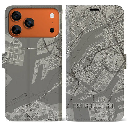 【朝潮橋（大阪府）】地図柄iPhoneケース（手帳タイプ）