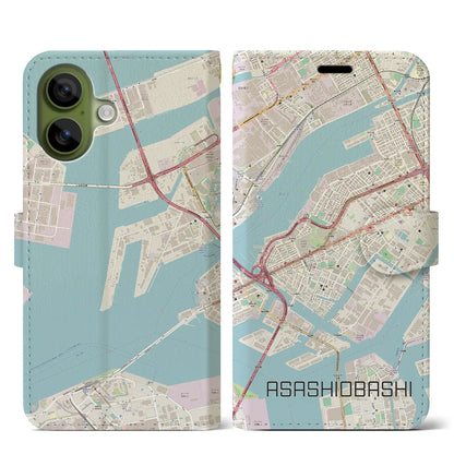【朝潮橋（大阪府）】地図柄iPhoneケース（手帳タイプ）