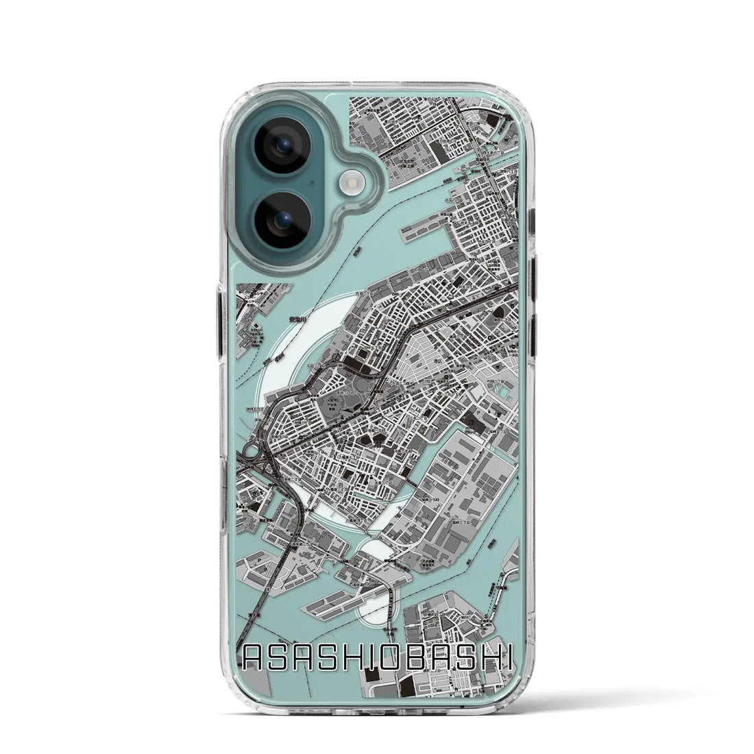 【朝潮橋（大阪府）】地図柄iPhoneケース（MagSafeタイプ）モノトーン・iPhone 16 Pro 用