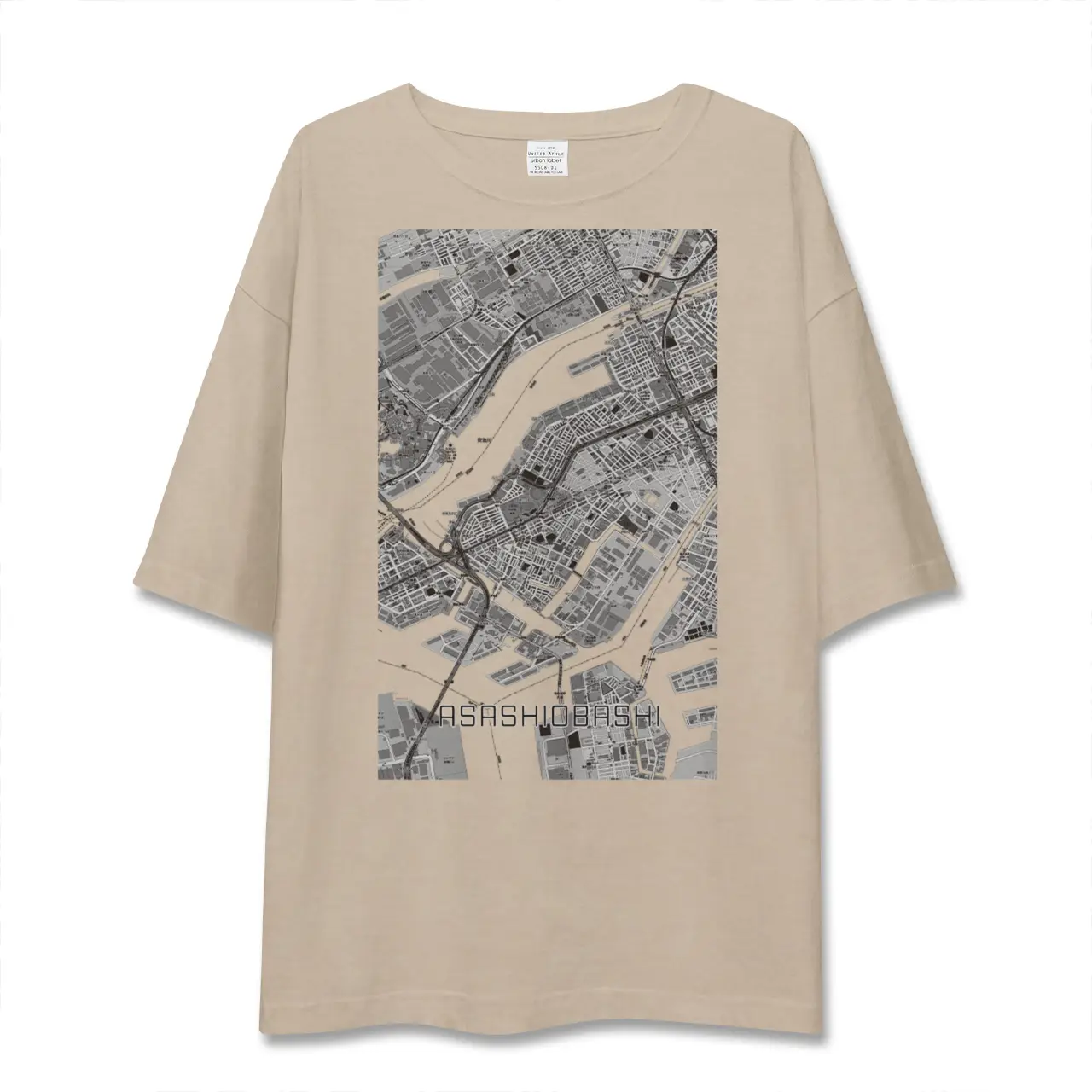 【朝潮橋（大阪府）】地図柄ビッグシルエットTシャツ
