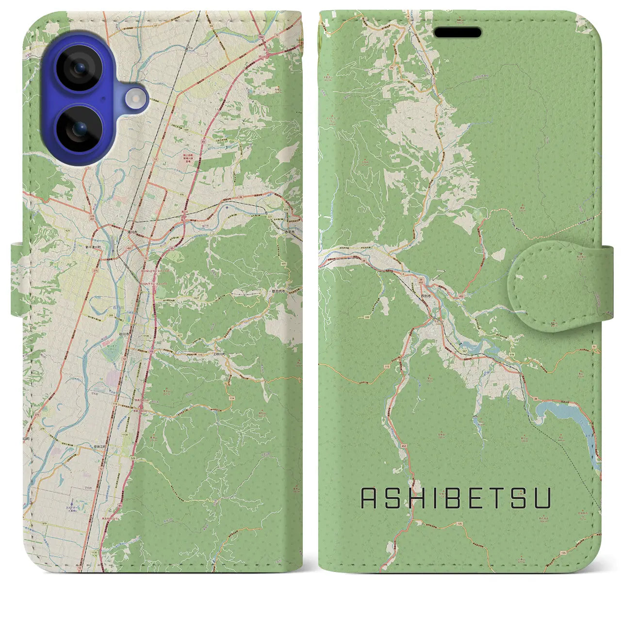 【芦別（北海道）】地図柄iPhoneケース（手帳タイプ）