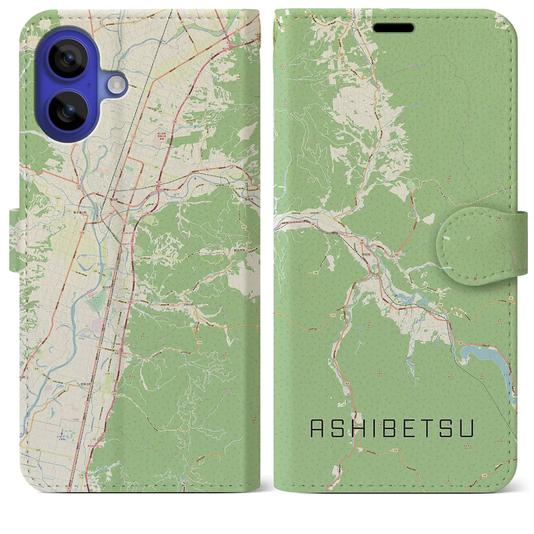 【芦別(北海道)】地図柄iPhoneケース(手帳タイプ)ナチュラル・iPhone 16 Pro Max 用