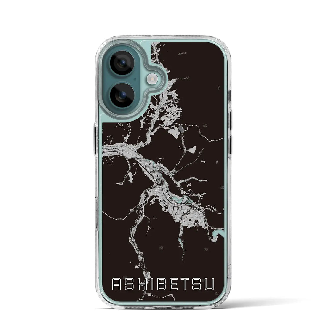 【芦別（北海道）】地図柄iPhoneケース（MagSafeタイプ）モノトーン・iPhone 16 Pro 用