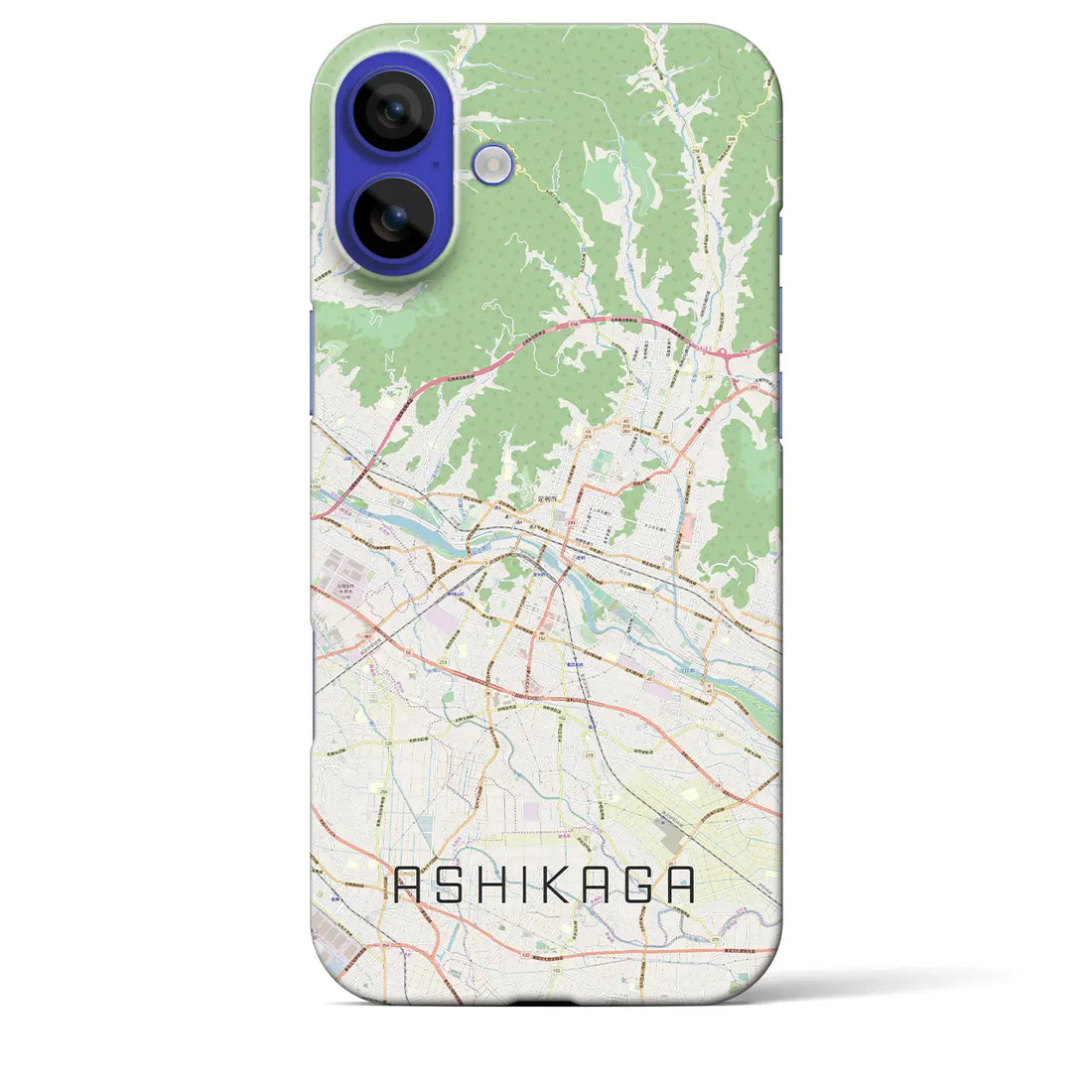 【足利（栃木県）】地図柄iPhoneケース（バックカバータイプ）ブラック・iPhone 16 Pro Max 用