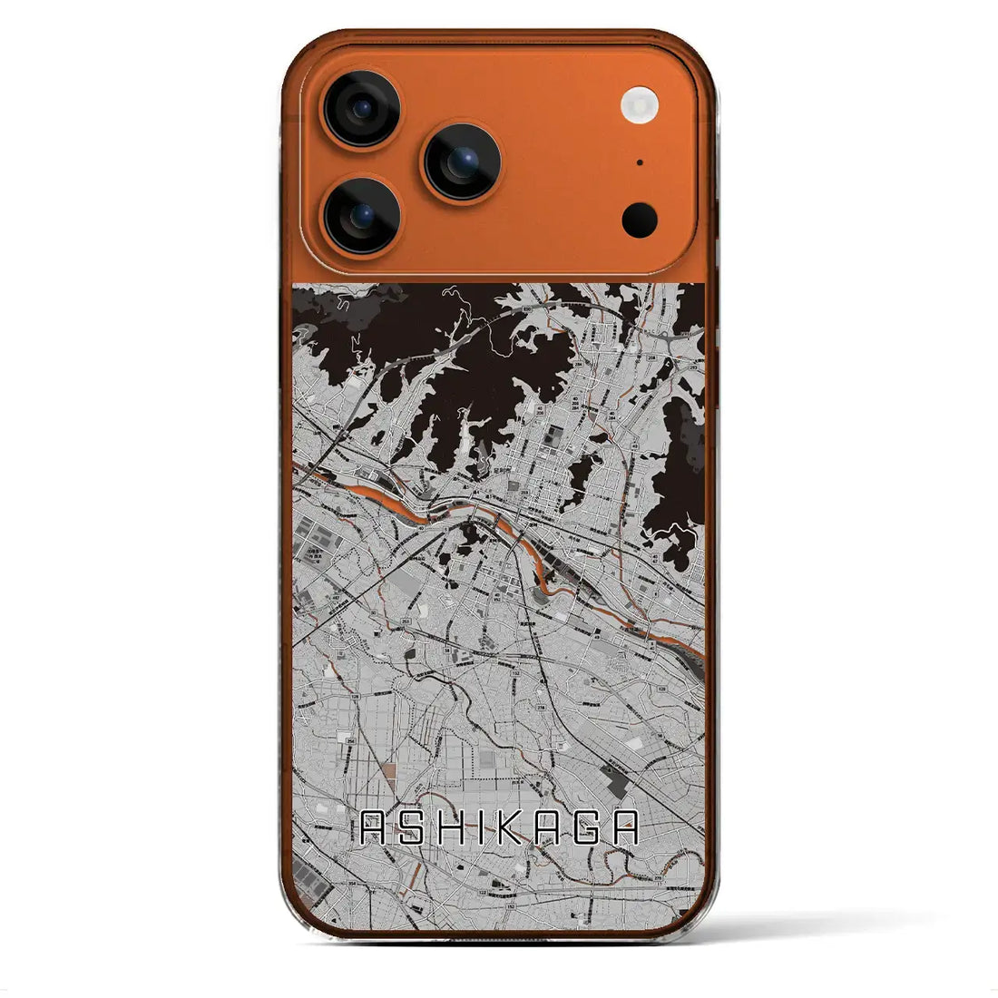 【足利(栃木県)】地図柄iPhoneケース(クリアタイプ)モノトーン・iPhone 17 Pro Max 用