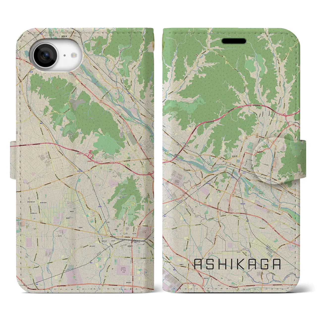 【足利（栃木県）】地図柄iPhoneケース（手帳タイプ）