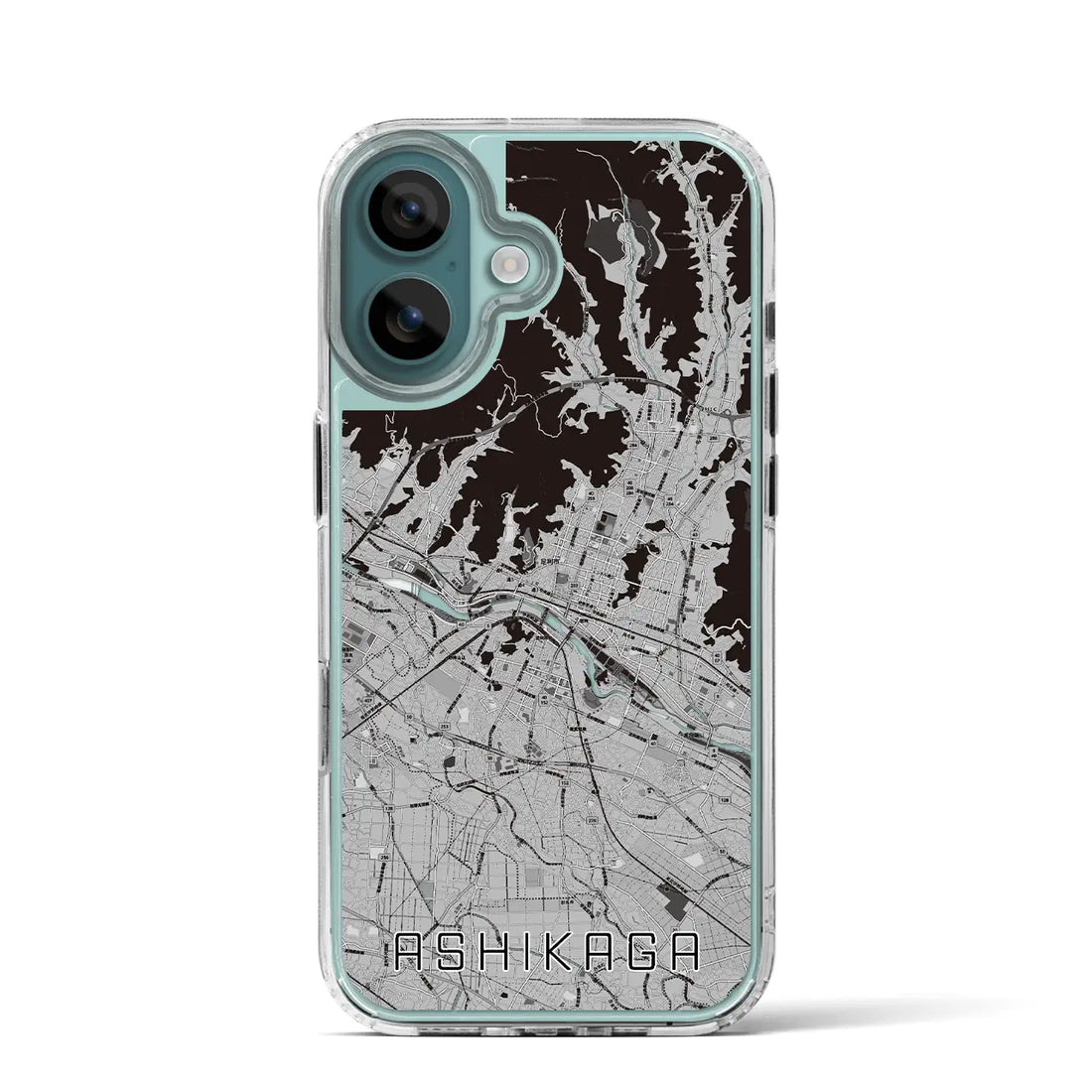 【足利(栃木県)】地図柄iPhoneケース(MagSafeタイプ)モノトーン・iPhone 16 Pro 用