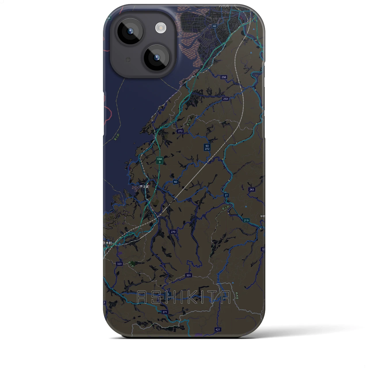 【芦北（熊本県）】地図柄iPhoneケース（バックカバータイプ）