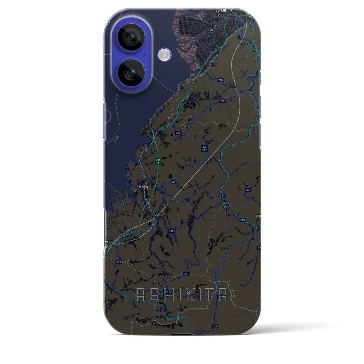 【芦北（熊本県）】地図柄iPhoneケース（バックカバータイプ）