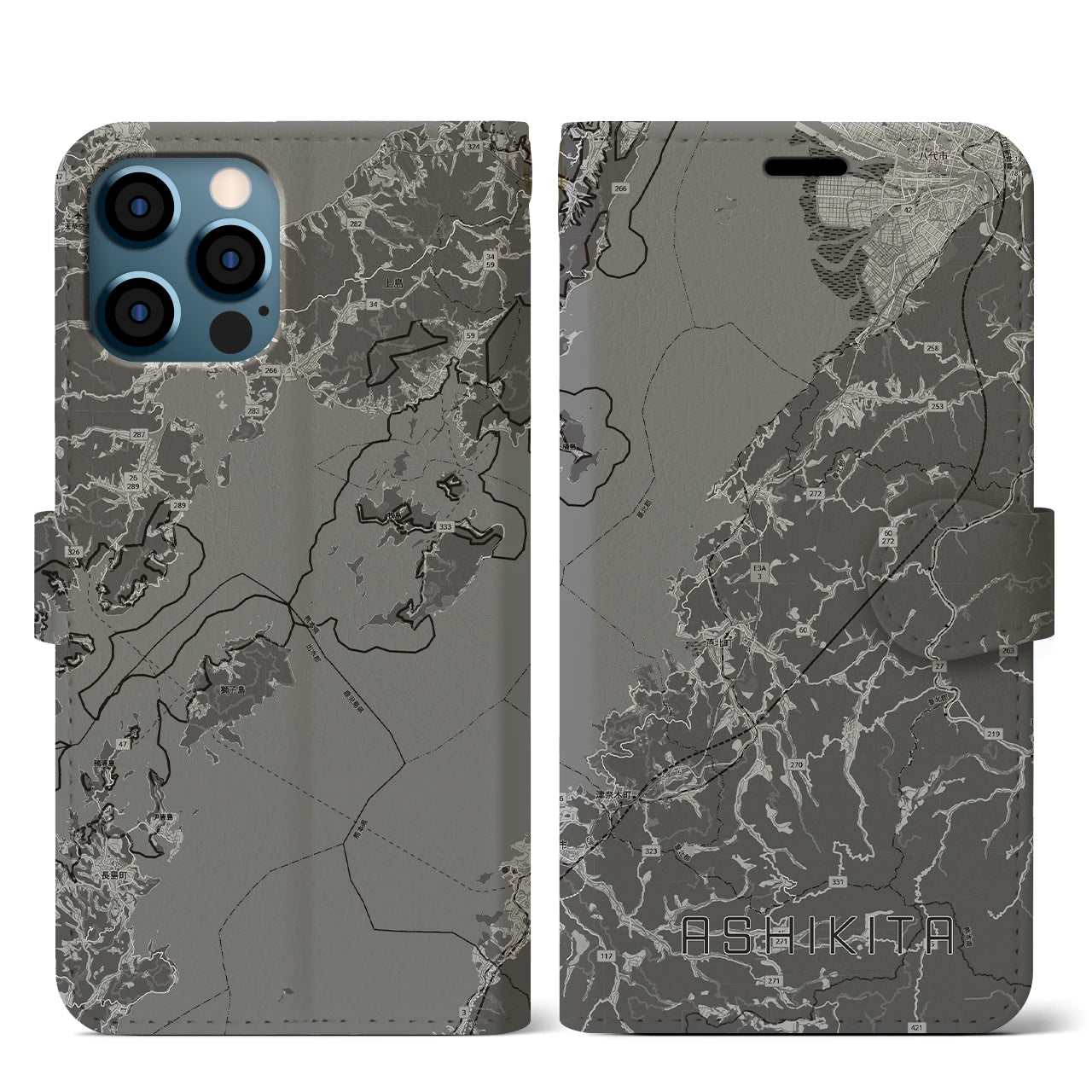 【芦北（熊本県）】地図柄iPhoneケース（手帳タイプ）