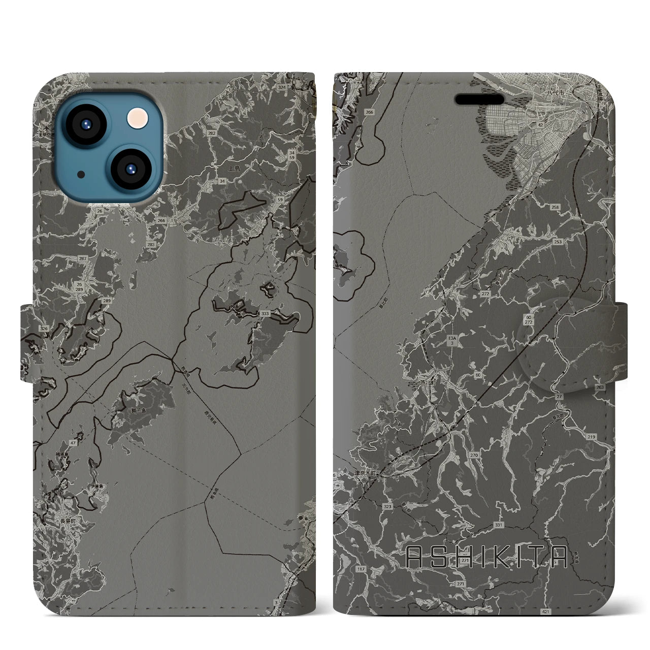【芦北（熊本県）】地図柄iPhoneケース（手帳タイプ）