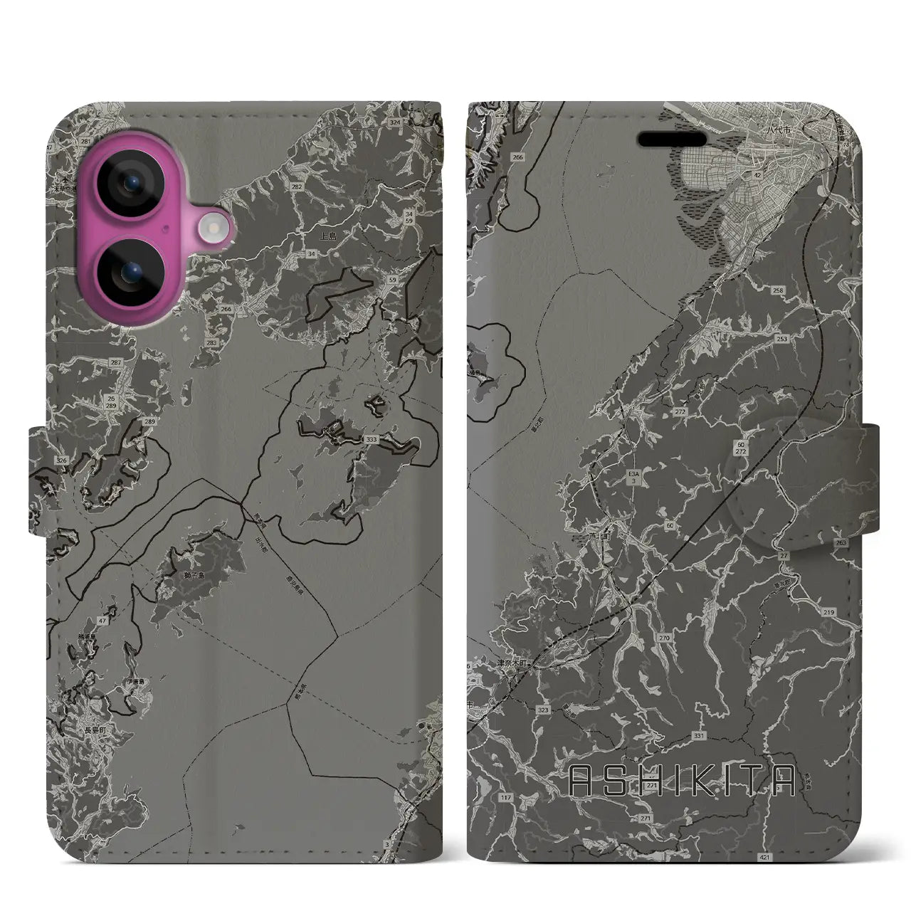 【芦北（熊本県）】地図柄iPhoneケース（手帳タイプ）