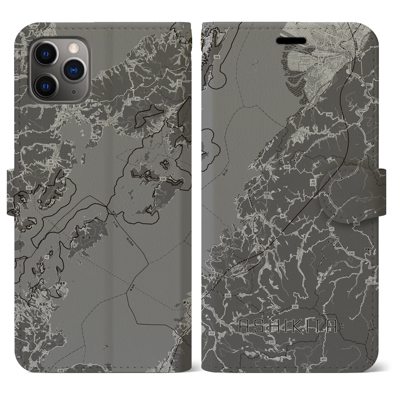 【芦北（熊本県）】地図柄iPhoneケース（手帳タイプ）