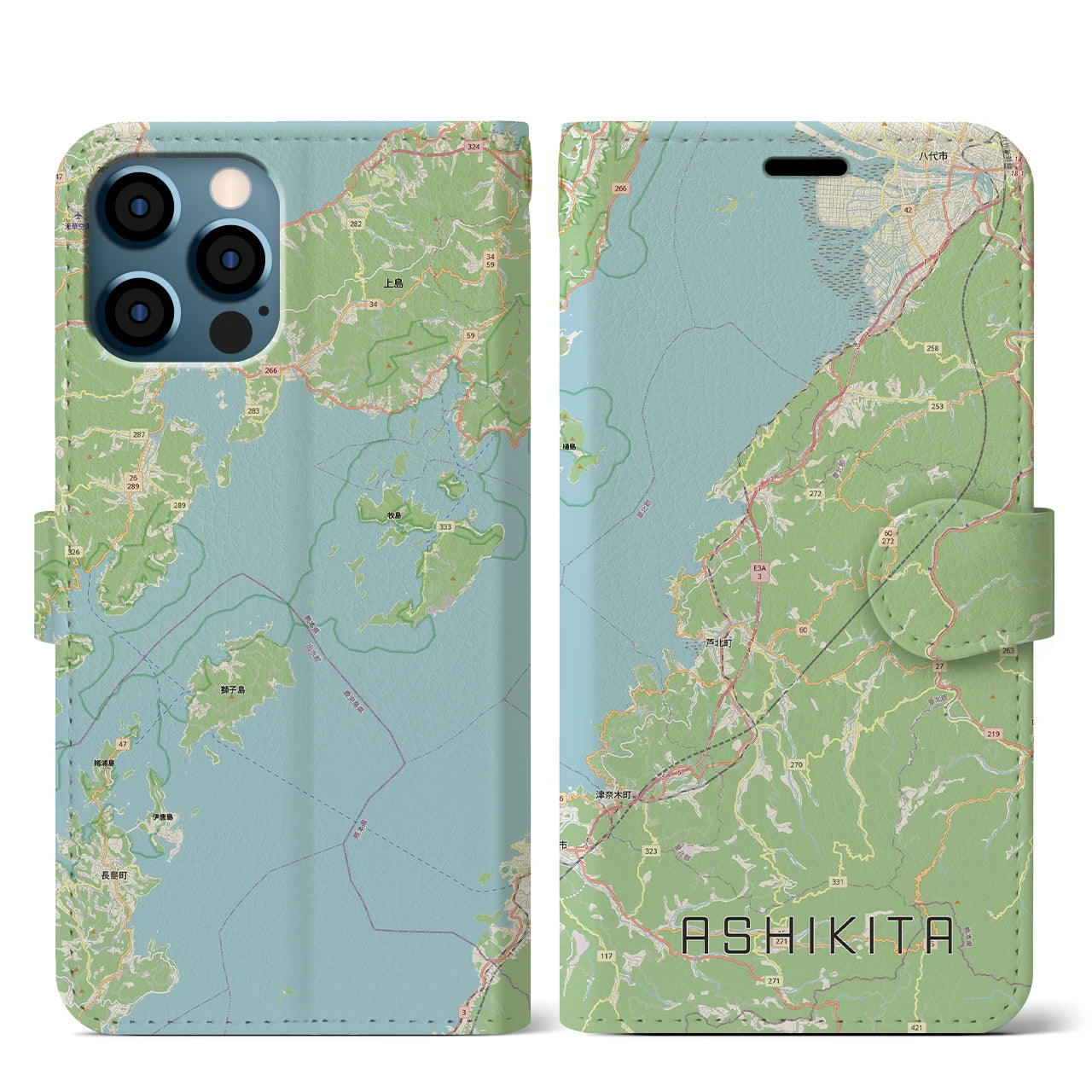 【芦北（熊本県）】地図柄iPhoneケース（手帳タイプ）