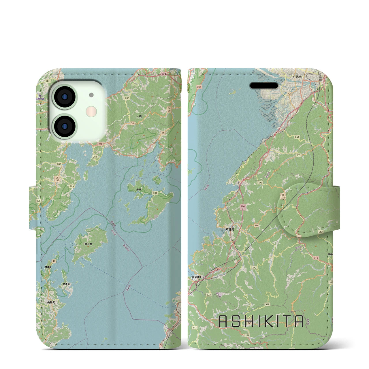 【芦北（熊本県）】地図柄iPhoneケース（手帳タイプ）