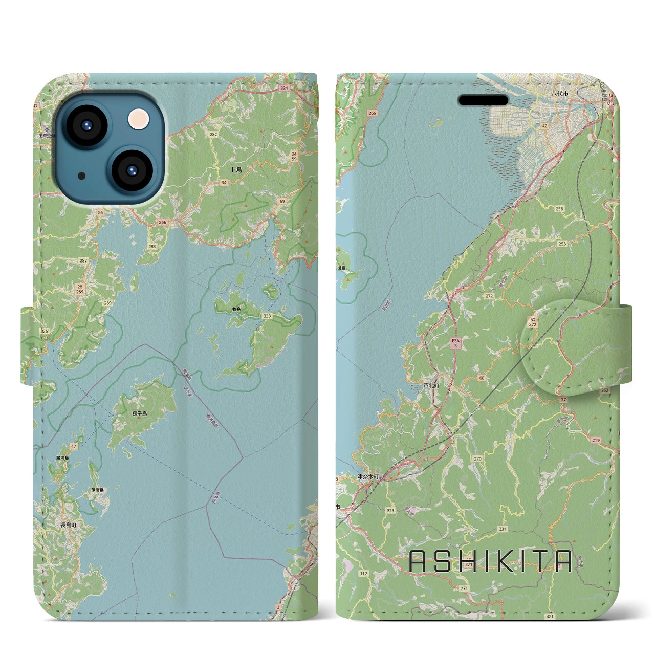 【芦北（熊本県）】地図柄iPhoneケース（手帳タイプ）