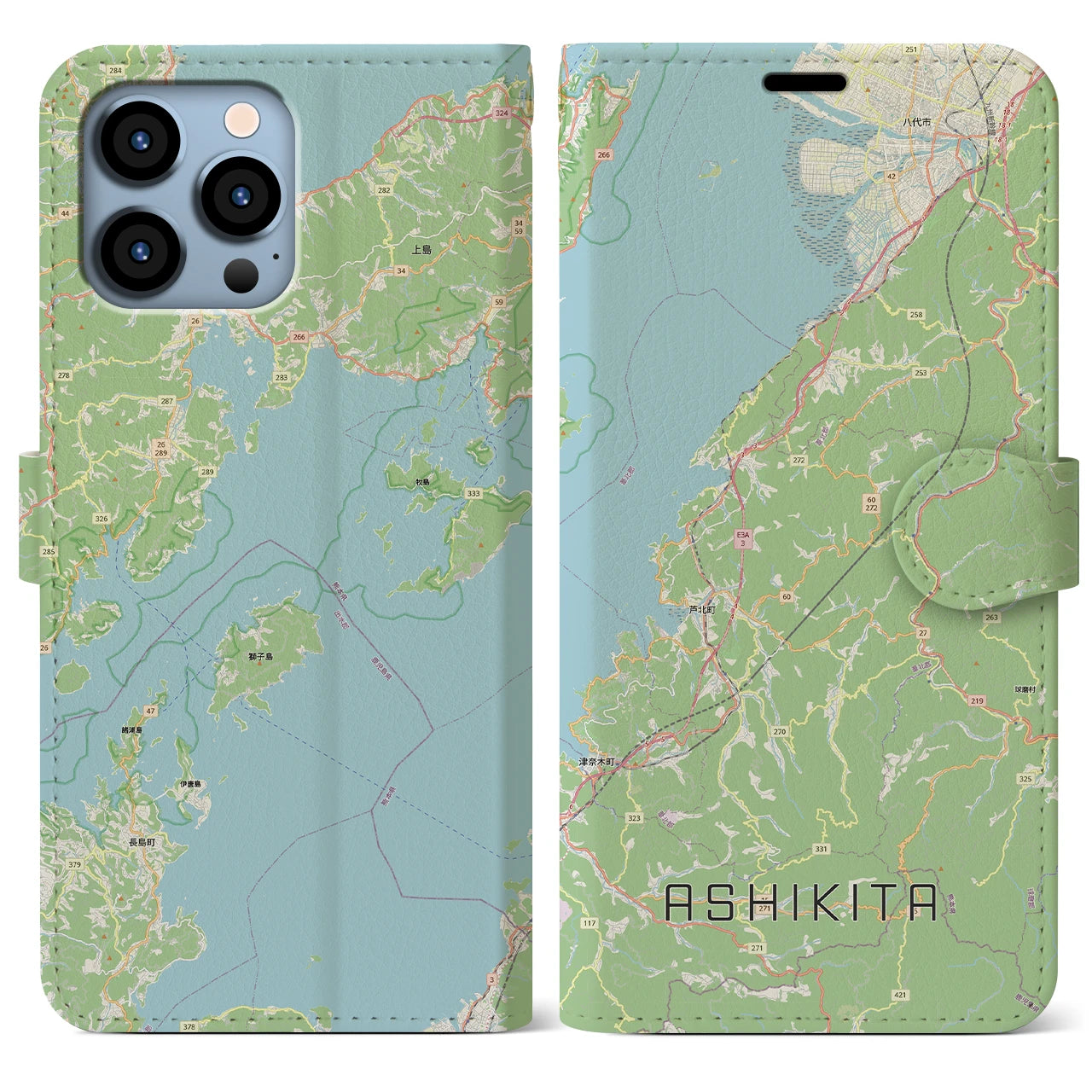 【芦北（熊本県）】地図柄iPhoneケース（手帳タイプ）