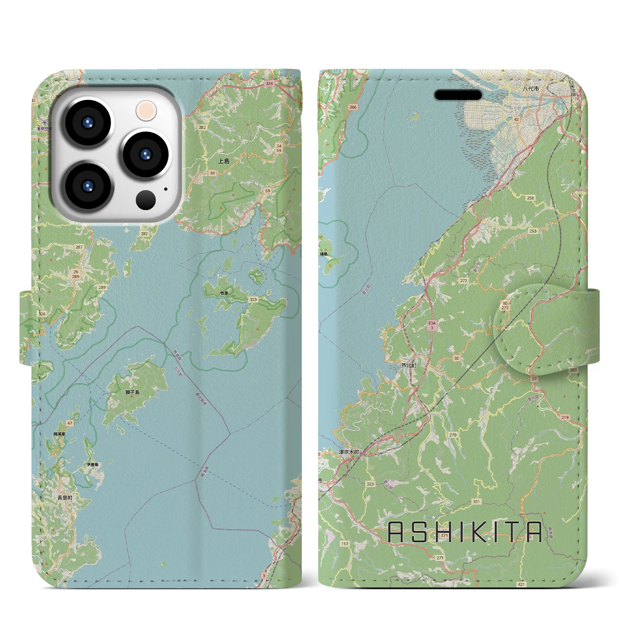 【芦北（熊本県）】地図柄iPhoneケース（手帳タイプ）