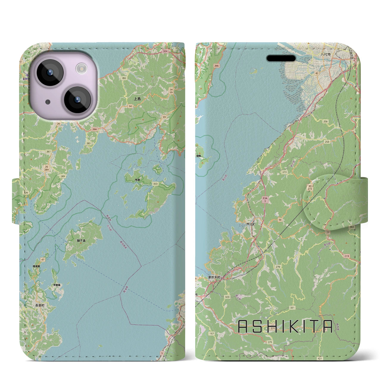 【芦北（熊本県）】地図柄iPhoneケース（手帳タイプ）