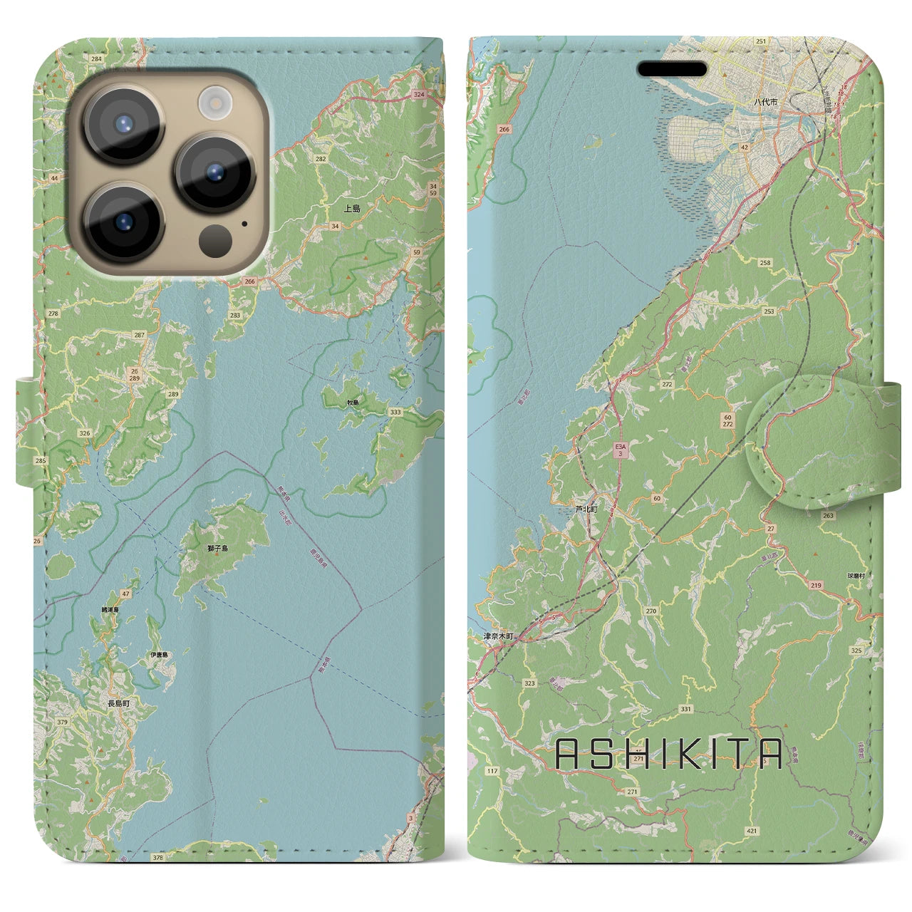 【芦北（熊本県）】地図柄iPhoneケース（手帳タイプ）