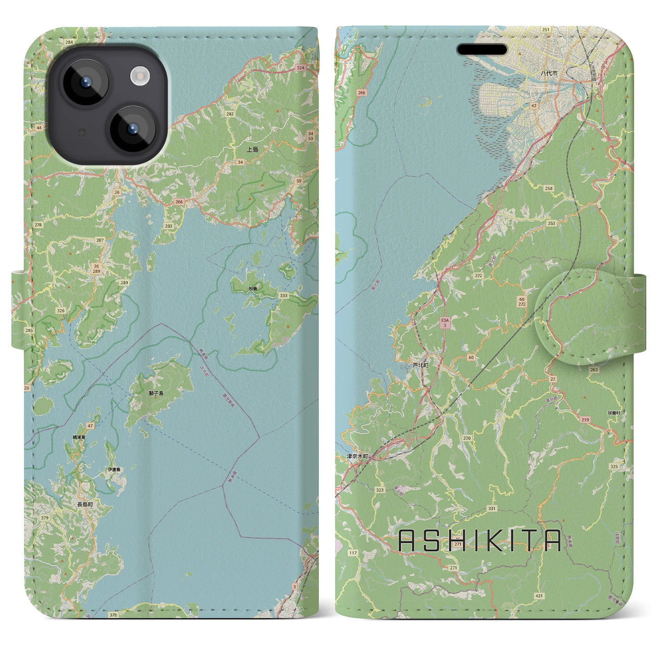 【芦北（熊本県）】地図柄iPhoneケース（手帳タイプ）