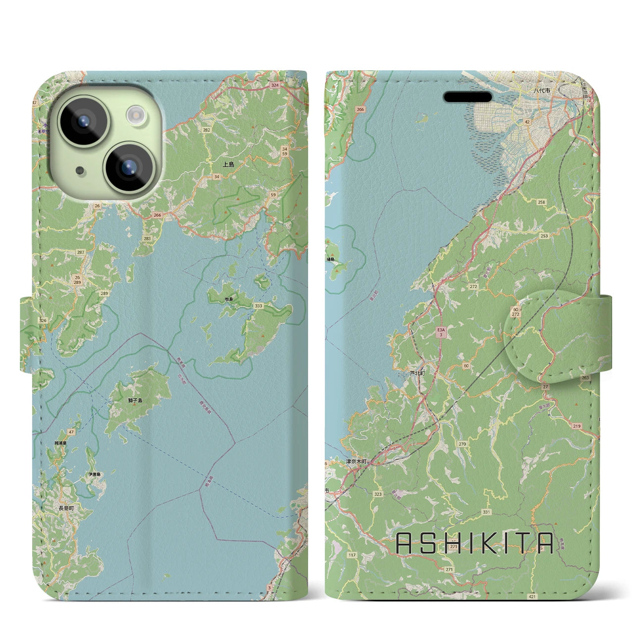 【芦北（熊本県）】地図柄iPhoneケース（手帳タイプ）