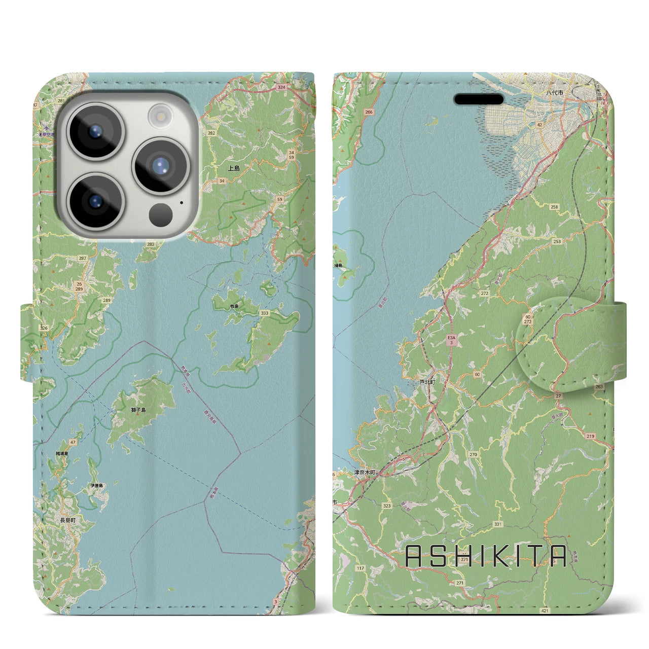 【芦北（熊本県）】地図柄iPhoneケース（手帳タイプ）