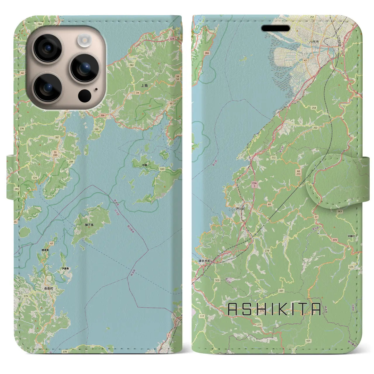 【芦北（熊本県）】地図柄iPhoneケース（手帳タイプ）