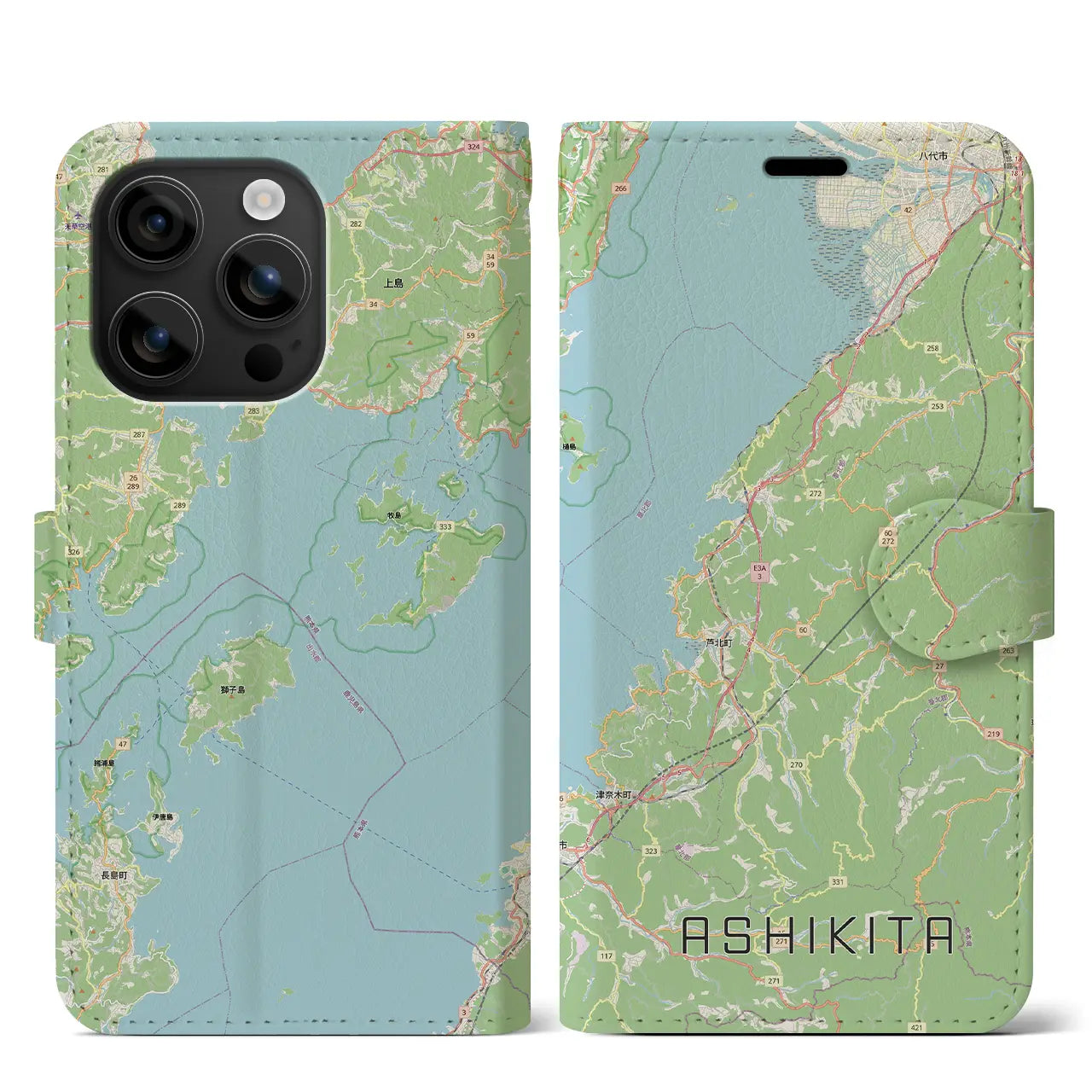 【芦北（熊本県）】地図柄iPhoneケース（手帳タイプ）