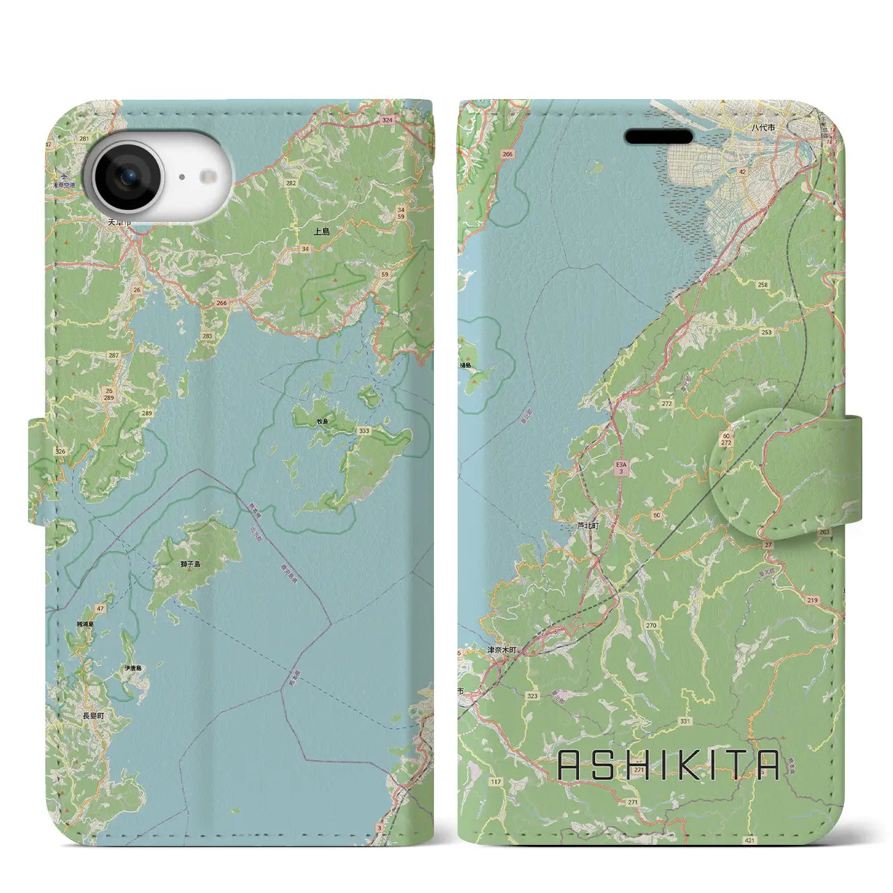 【芦北（熊本県）】地図柄iPhoneケース（手帳タイプ）