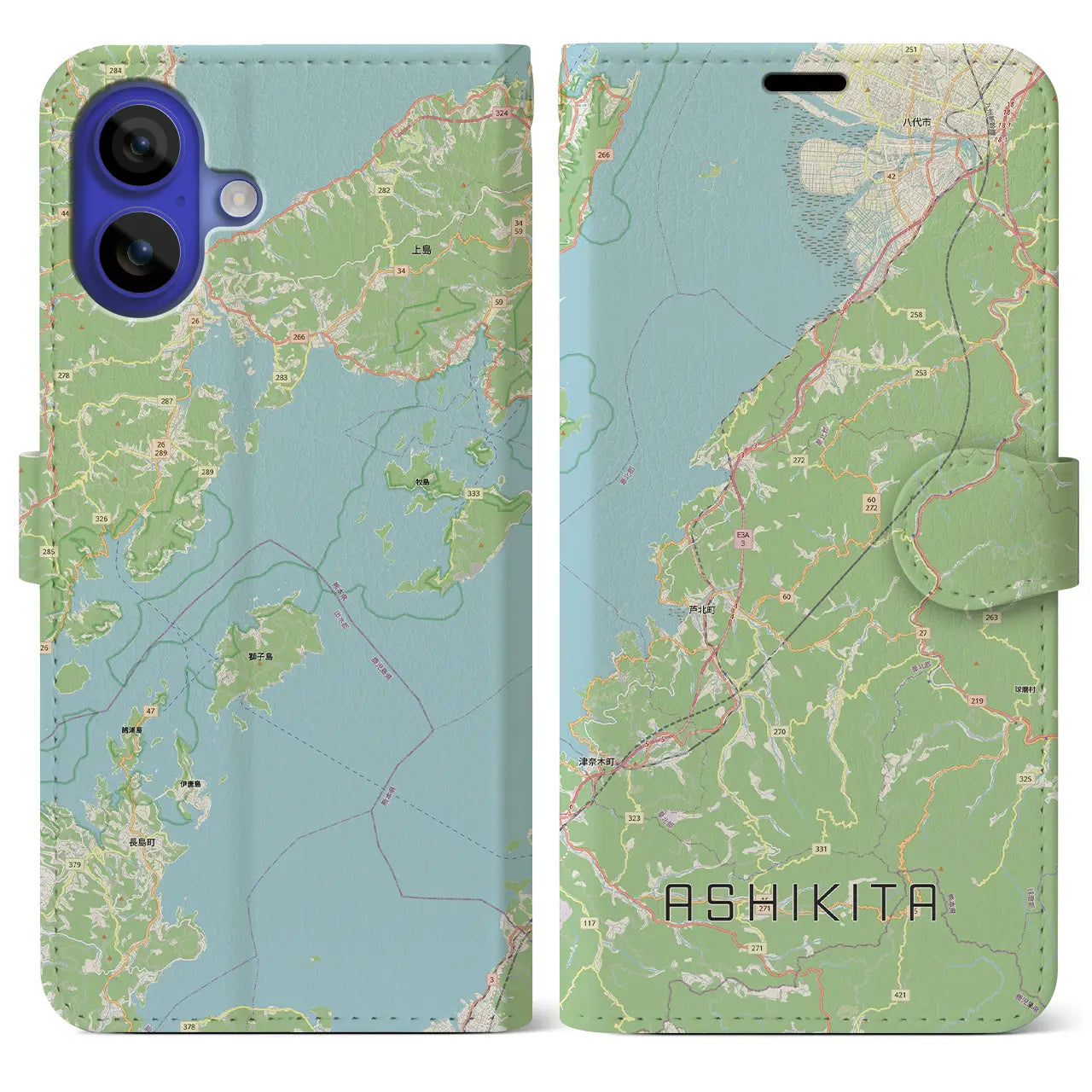 【芦北（熊本県）】地図柄iPhoneケース（手帳タイプ）