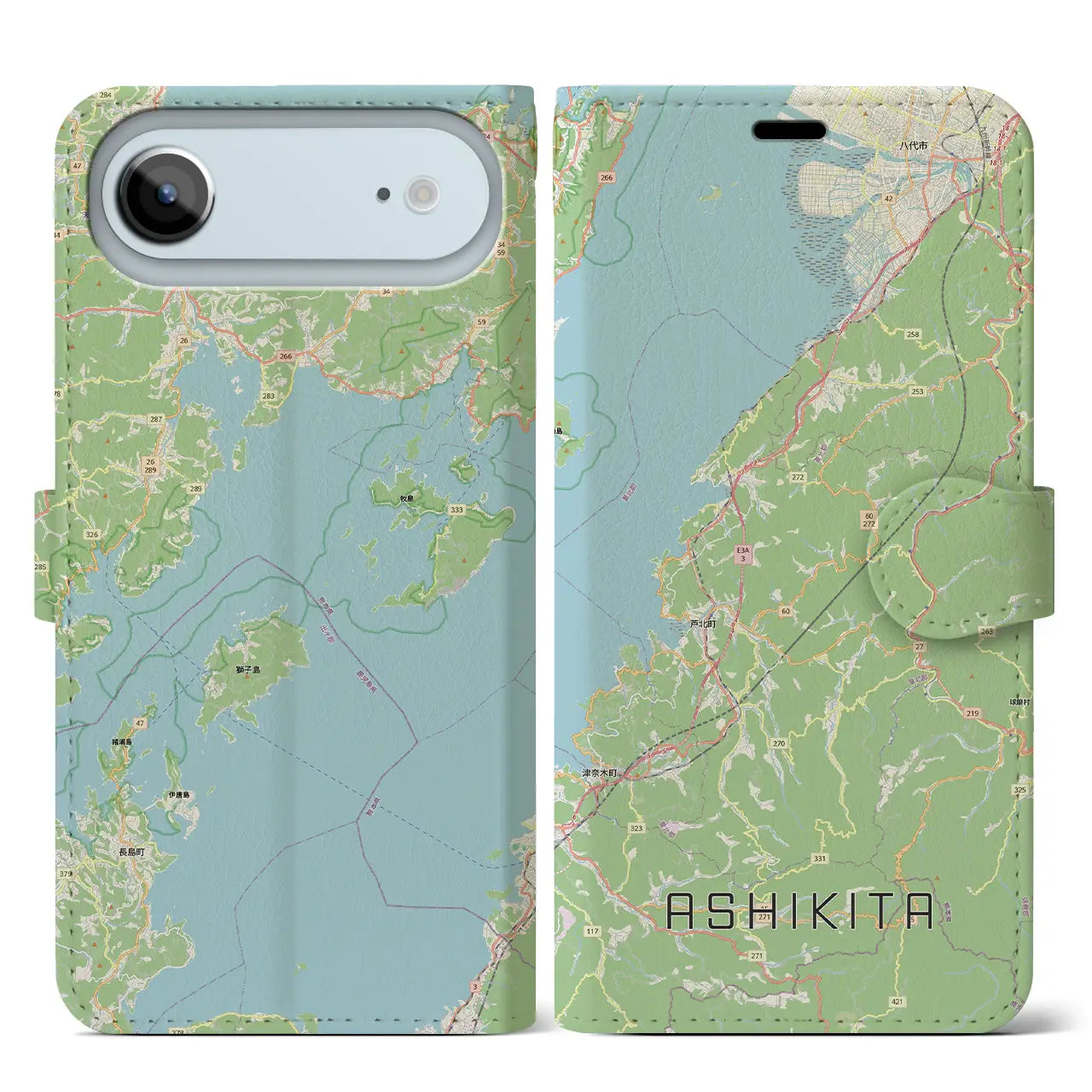 【芦北（熊本県）】地図柄iPhoneケース（手帳タイプ）