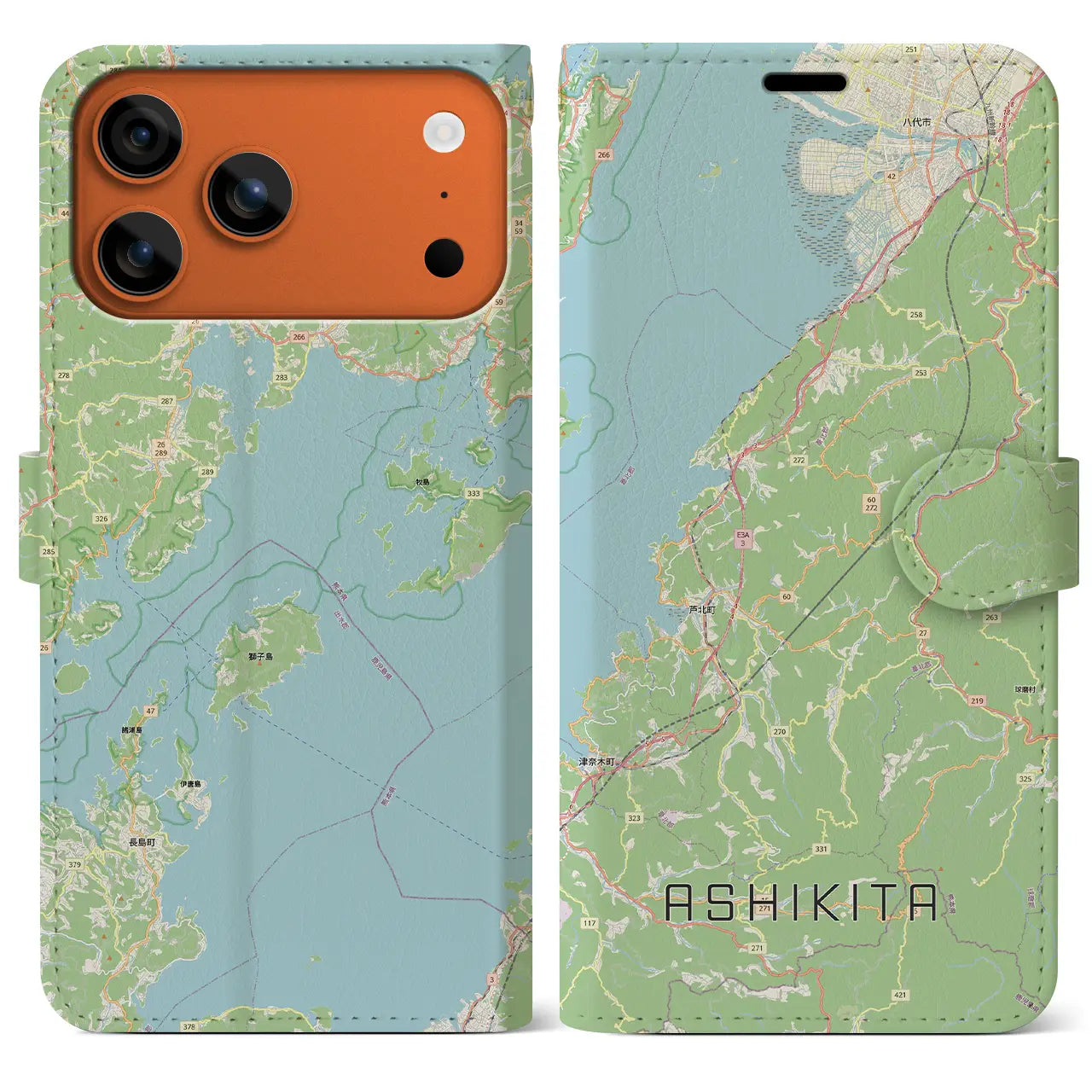 【芦北（熊本県）】地図柄iPhoneケース（手帳タイプ）