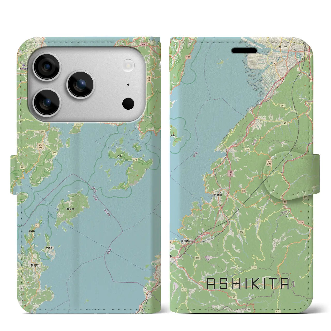 【芦北（熊本県）】地図柄iPhoneケース（手帳タイプ）