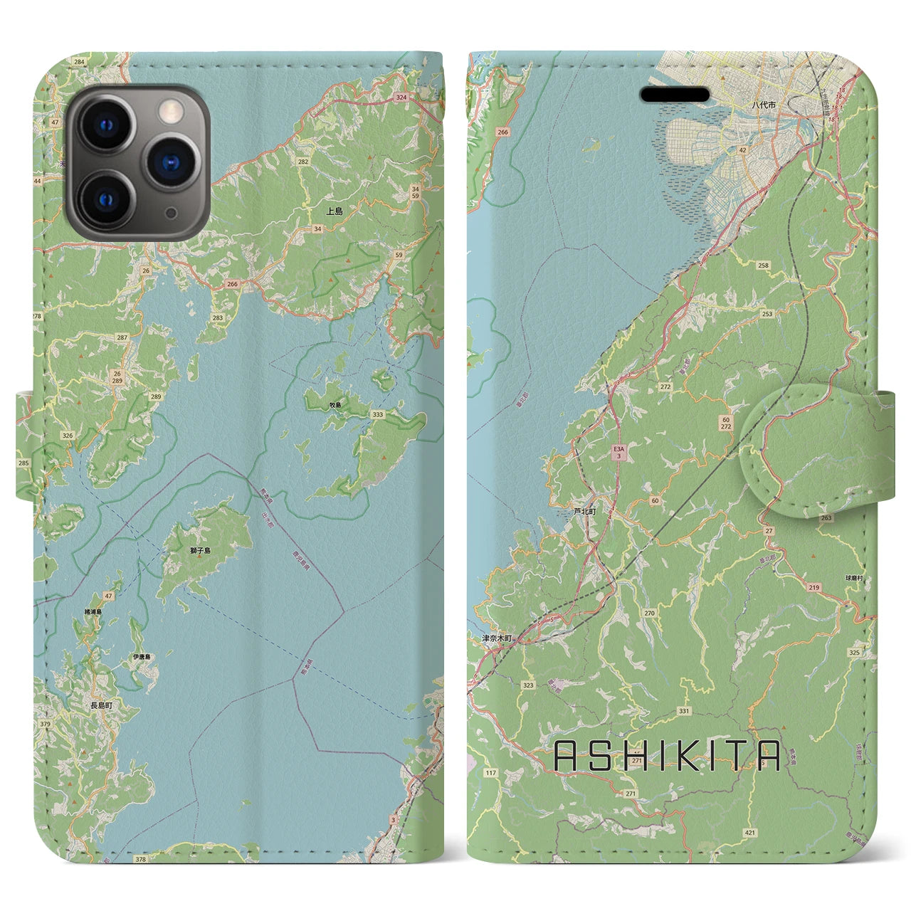 【芦北（熊本県）】地図柄iPhoneケース（手帳タイプ）