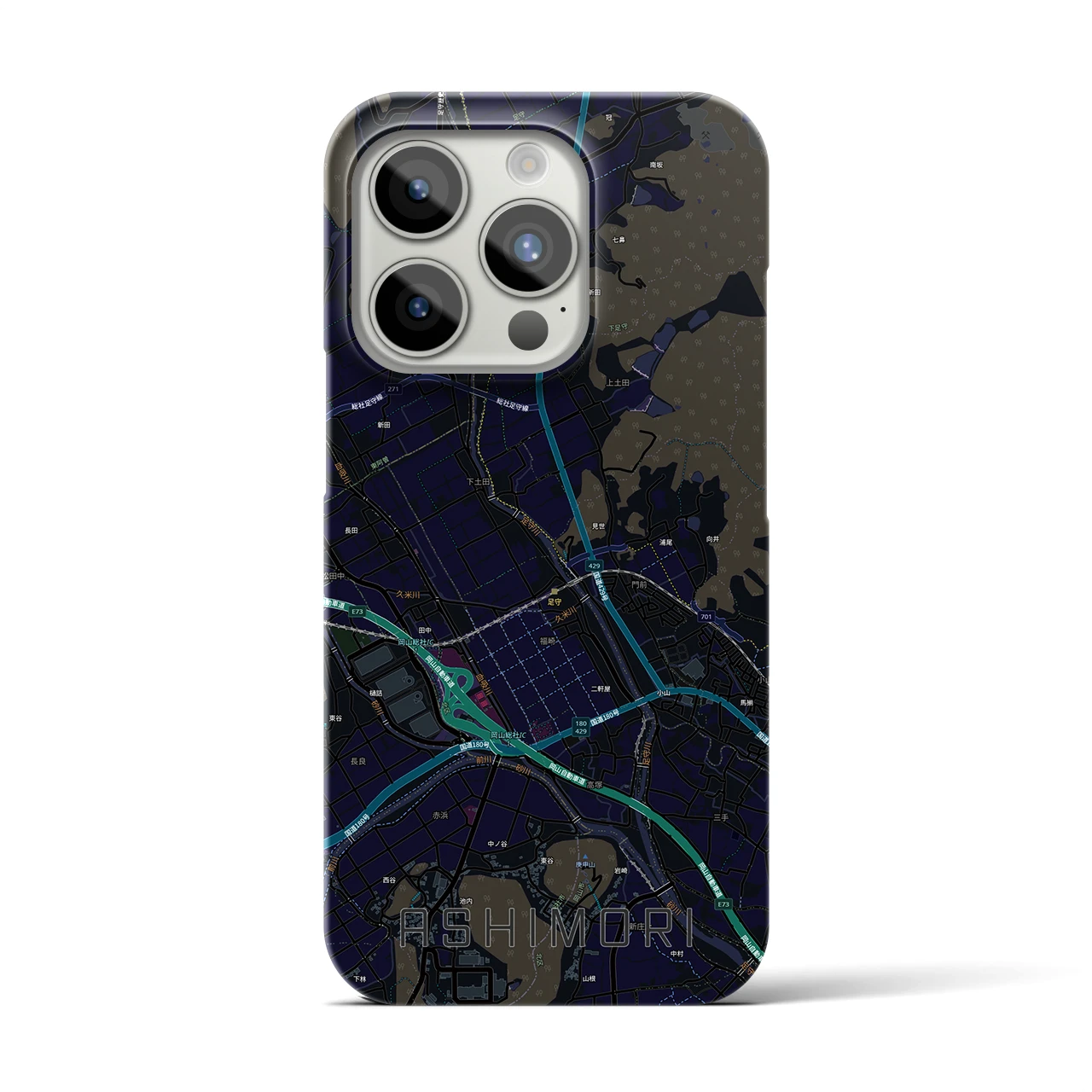 【足守（岡山県）】地図柄iPhoneケース（バックカバータイプ）