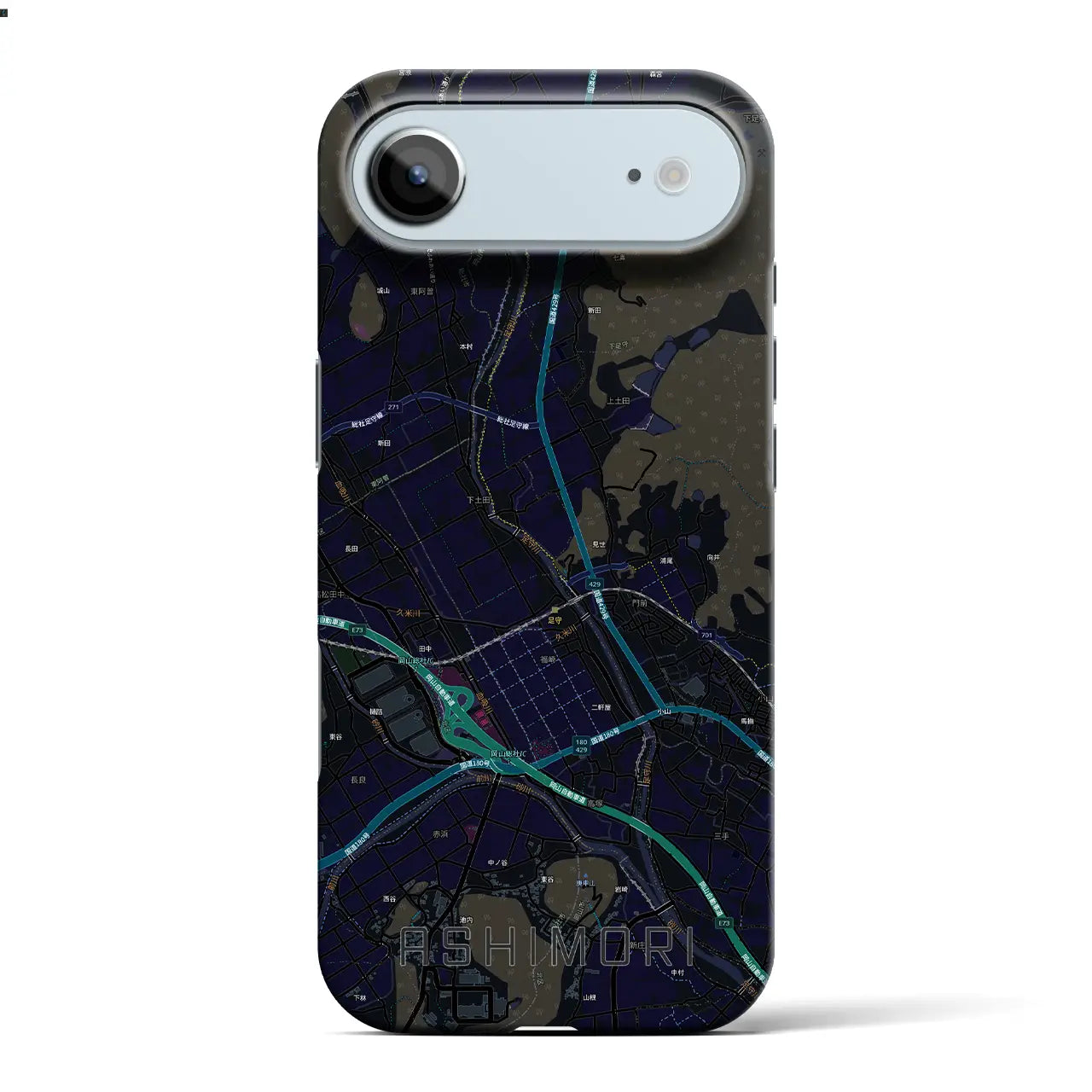 【足守（岡山県）】地図柄iPhoneケース（バックカバータイプ）