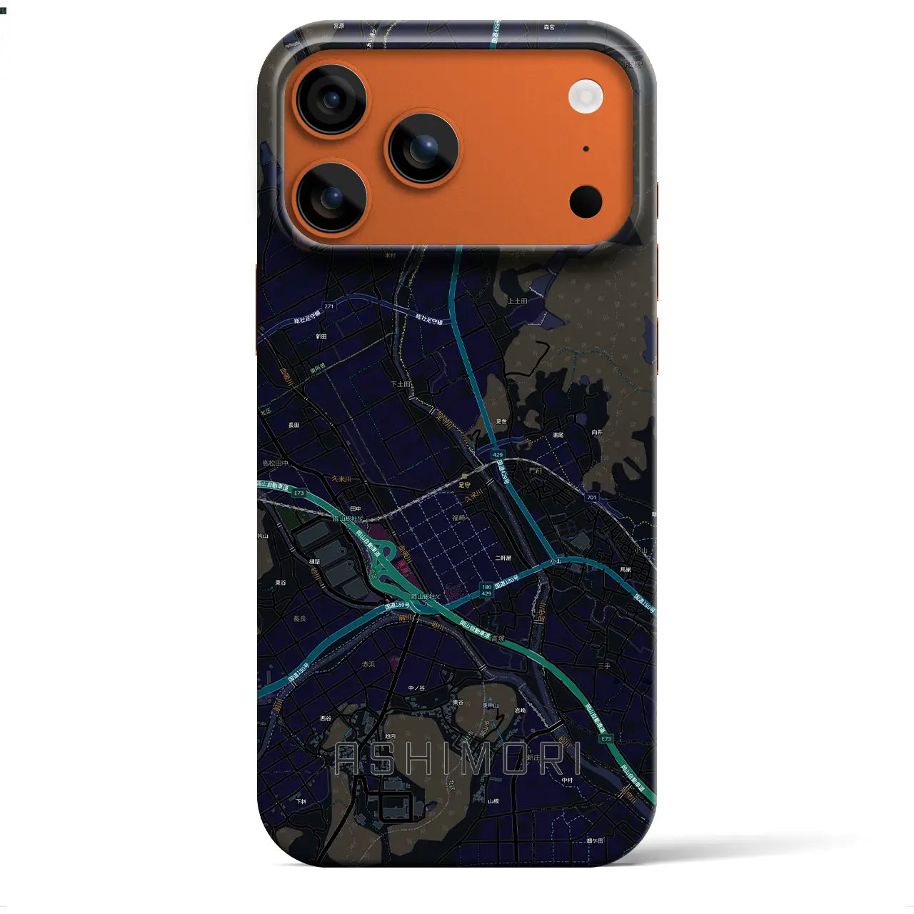 【足守（岡山県）】地図柄iPhoneケース（バックカバータイプ）