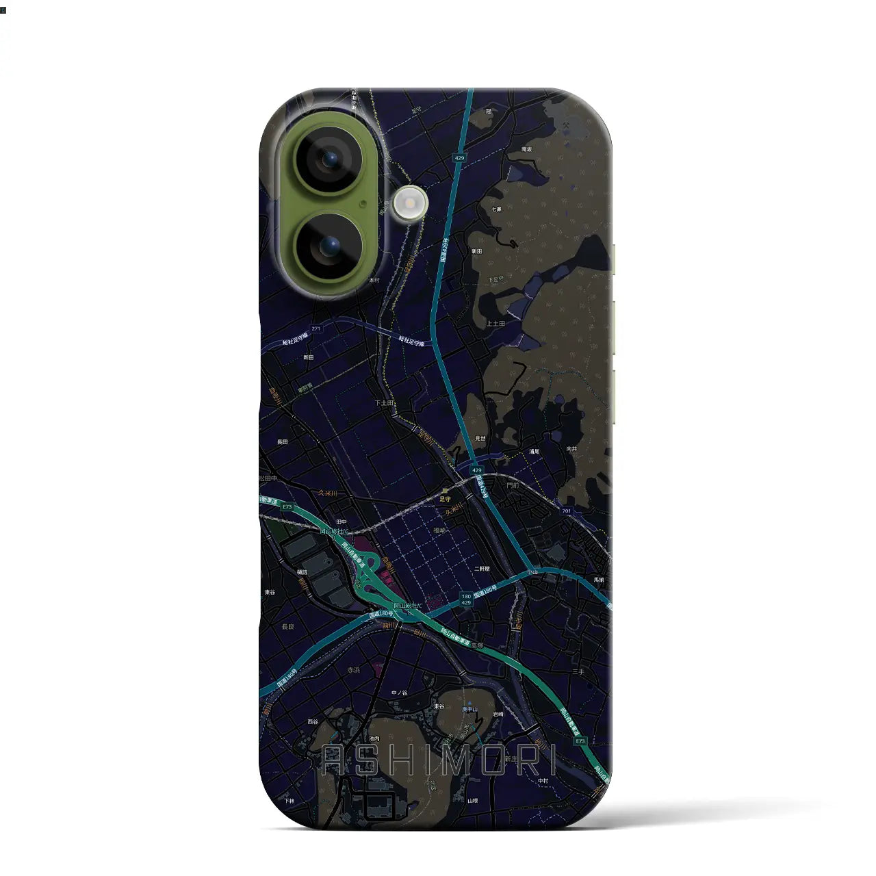 【足守（岡山県）】地図柄iPhoneケース（バックカバータイプ）