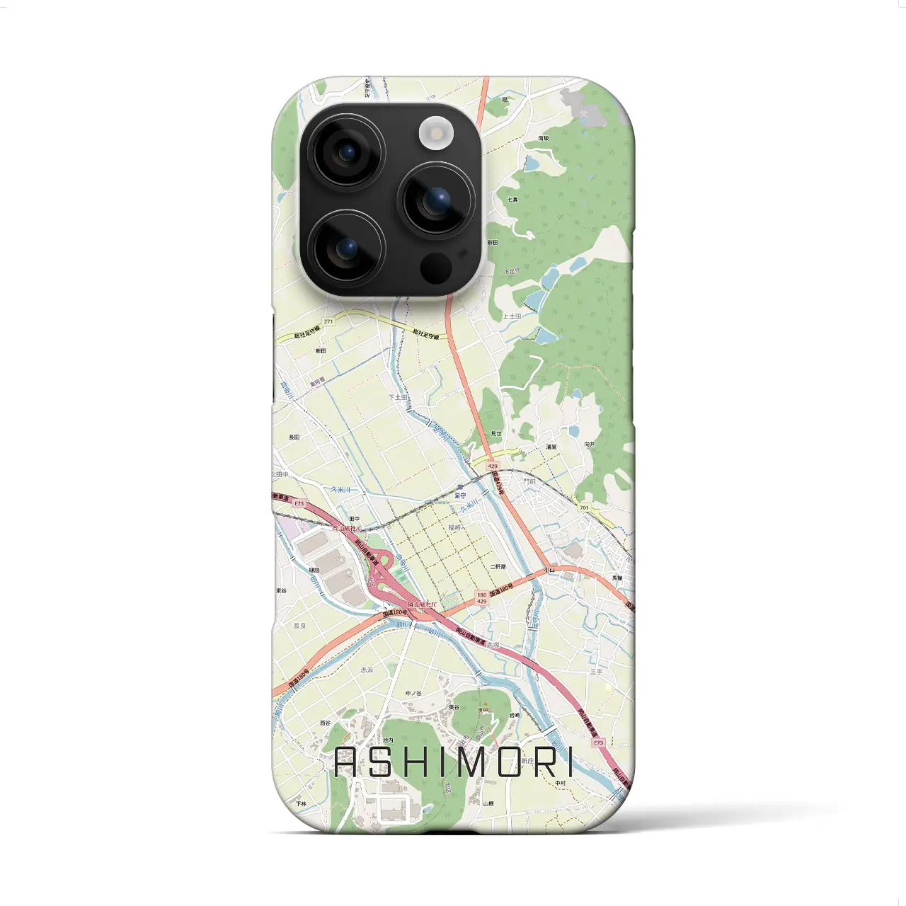 【足守（岡山県）】地図柄iPhoneケース（バックカバータイプ）